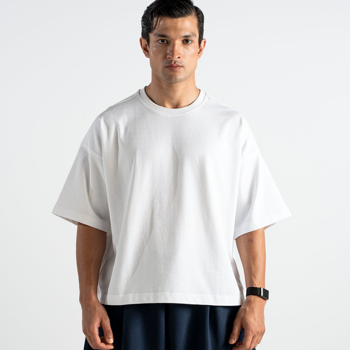 TP34 Boxy Cropped Tee - Heavy 345GSM Organic Cotton - White [Pre-order