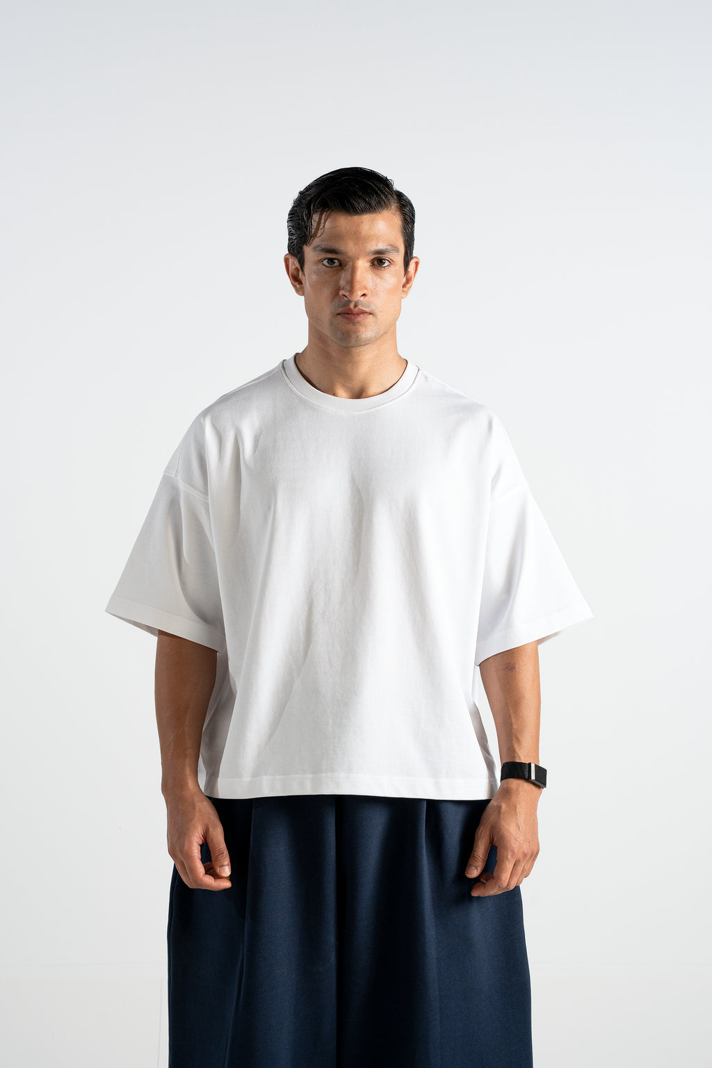 TP34 Boxy Cropped Tee - Heavy 345GSM Organic Cotton - White [Pre-order TP34 Boxy Cropped Tee - Heavy 345GSM Organic Cotton - White [Pre-order