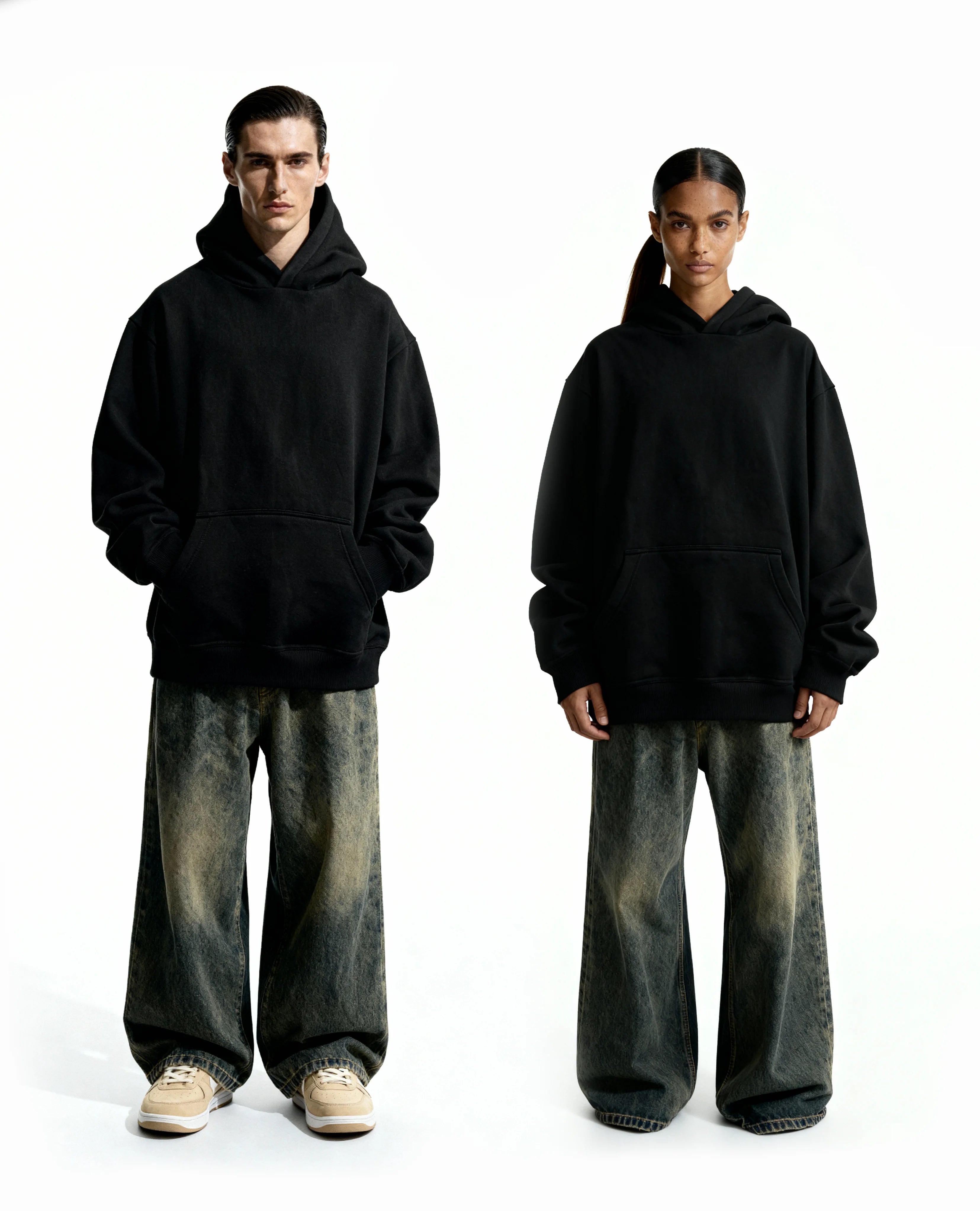 Z27 Standard Oversized Hoodie – Heavyweight 540GSM Organic Cotton, Black [In Stock]