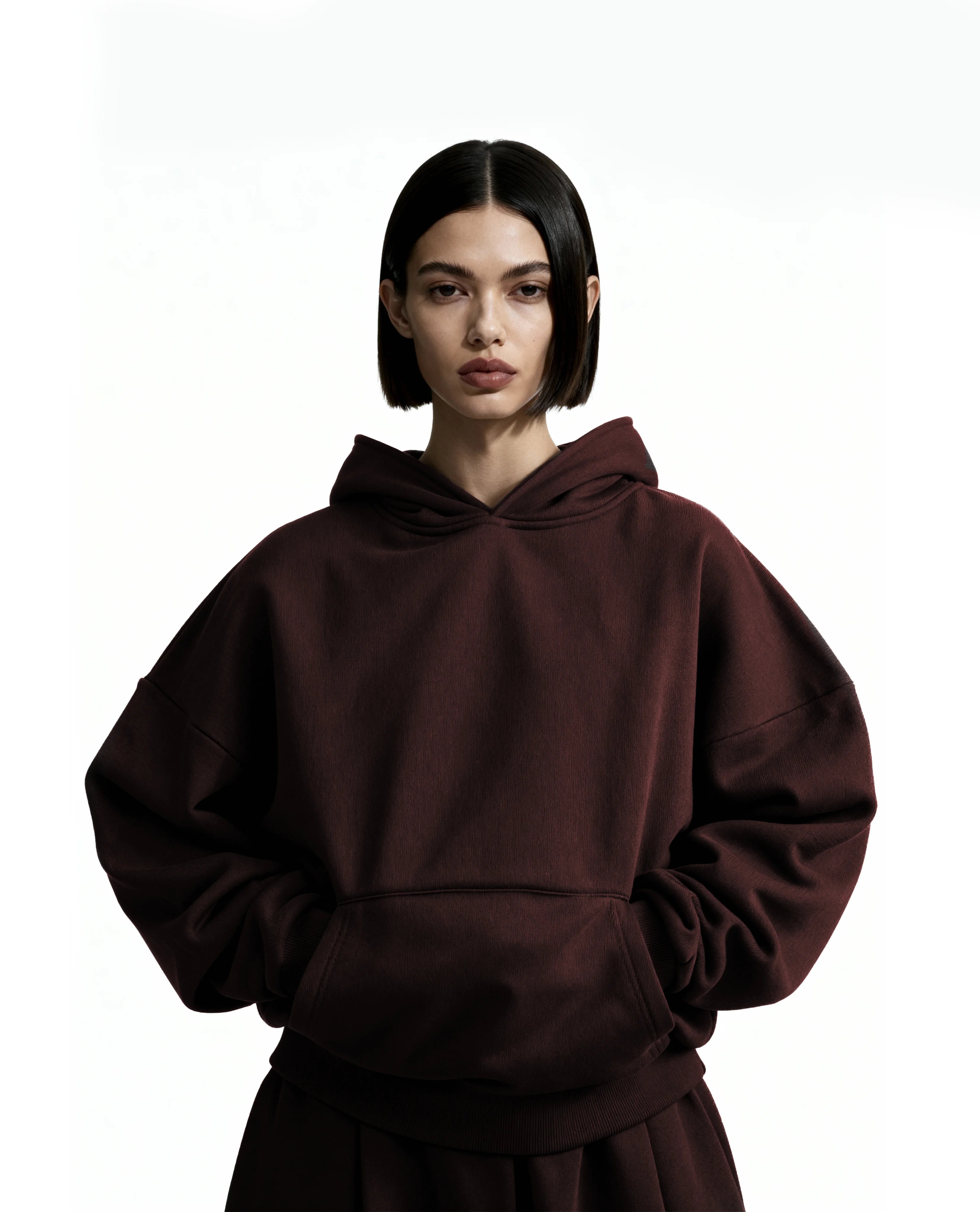 Y27 Ultra Heavy Organic Pull-Over, Cropped & Boxy, Maroon [Pre-order. March 26th]