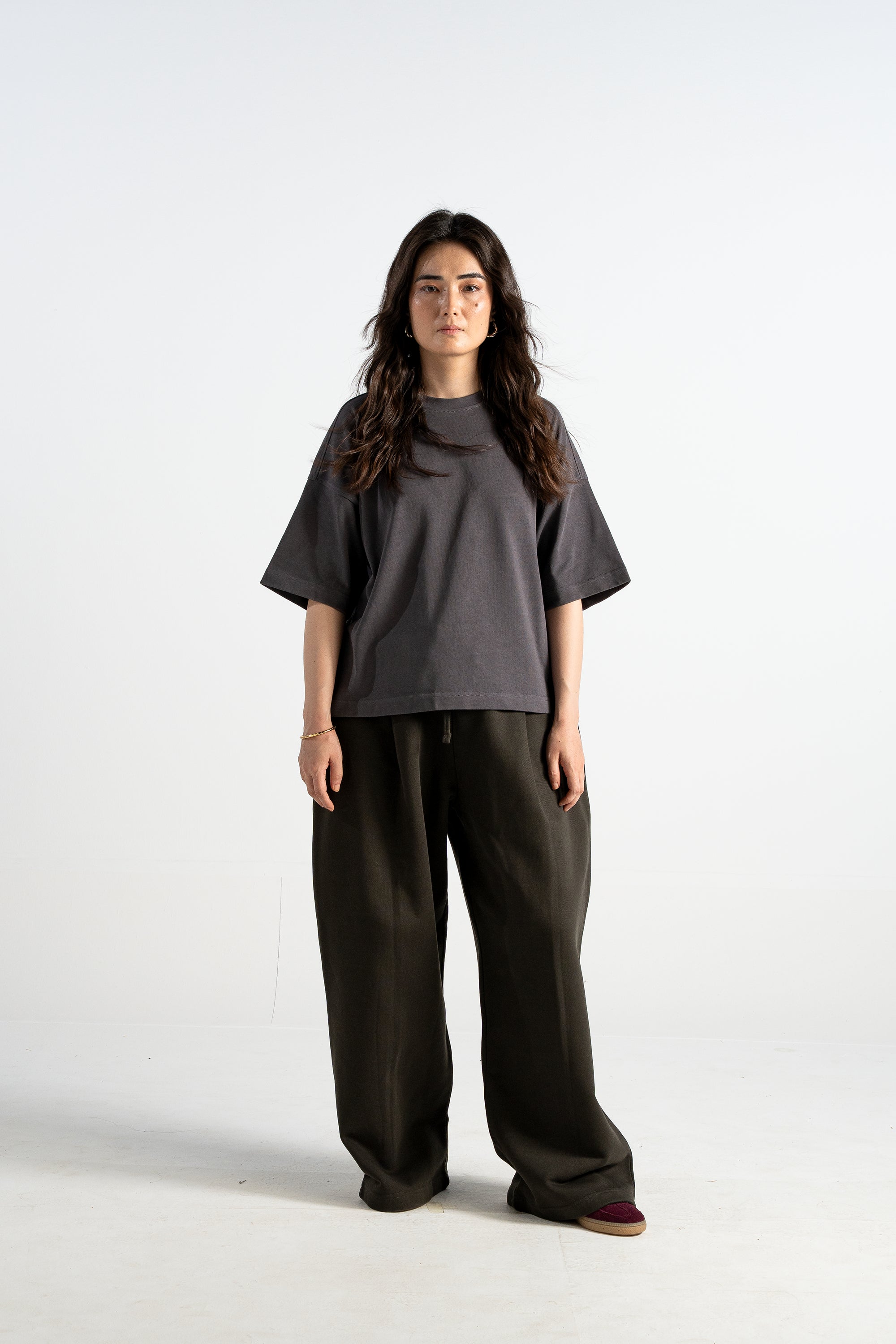 TP34 Boxy Cropped Tee - Heavy 345GSM Organic Cotton - Anthracite [pre-