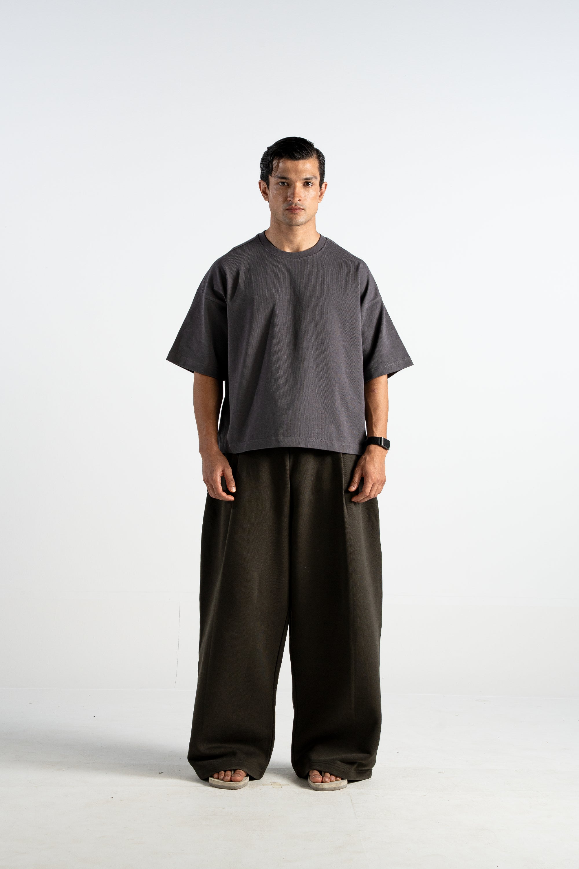 TP34 Boxy Cropped Tee - Heavy 345GSM Organic Cotton - Anthracite [pre-