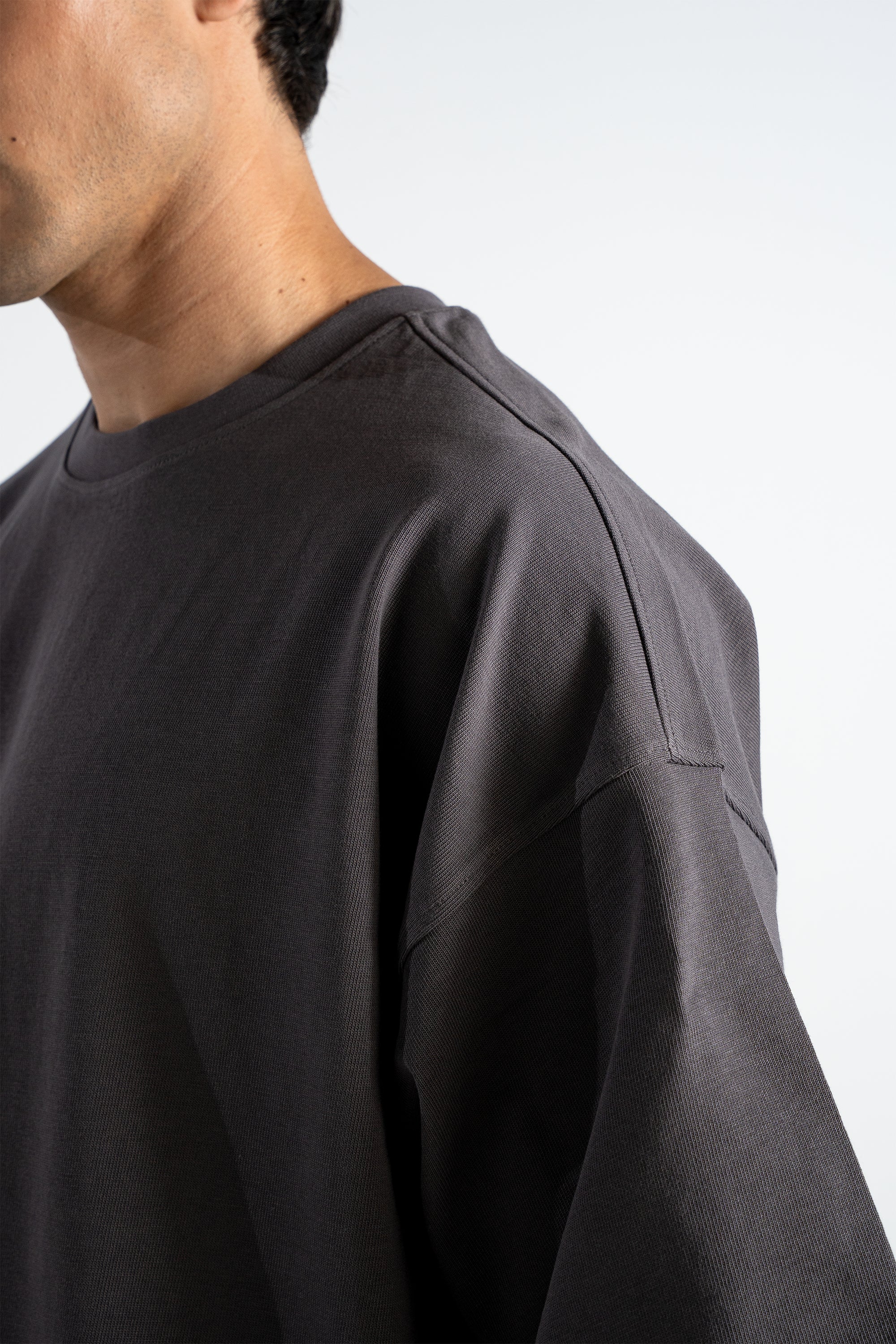 TP34 Boxy Cropped Tee - Heavy 345GSM Organic Cotton - Anthracite [pre-