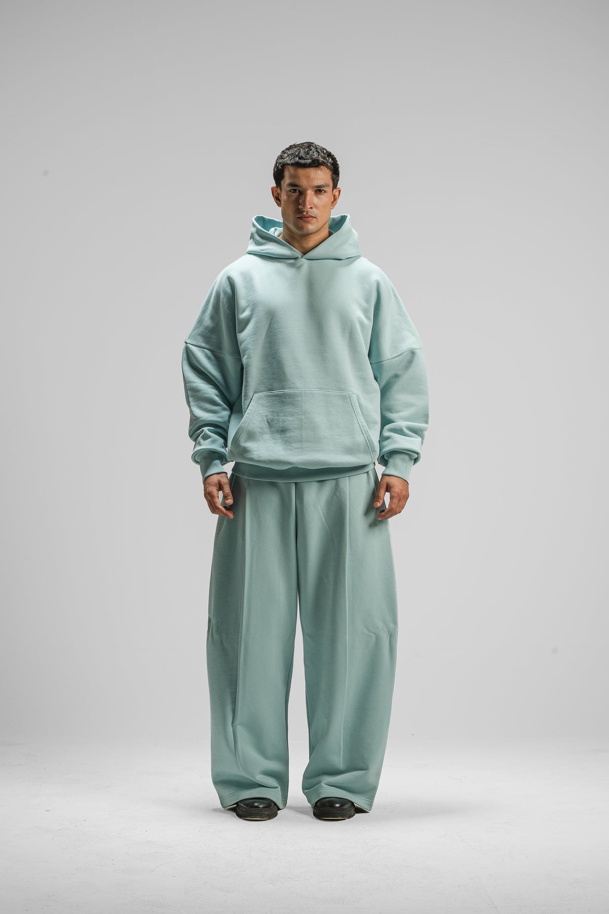 Premium Heavy Boxy Organic Hoodie — Mineral Sage [520 GSM]