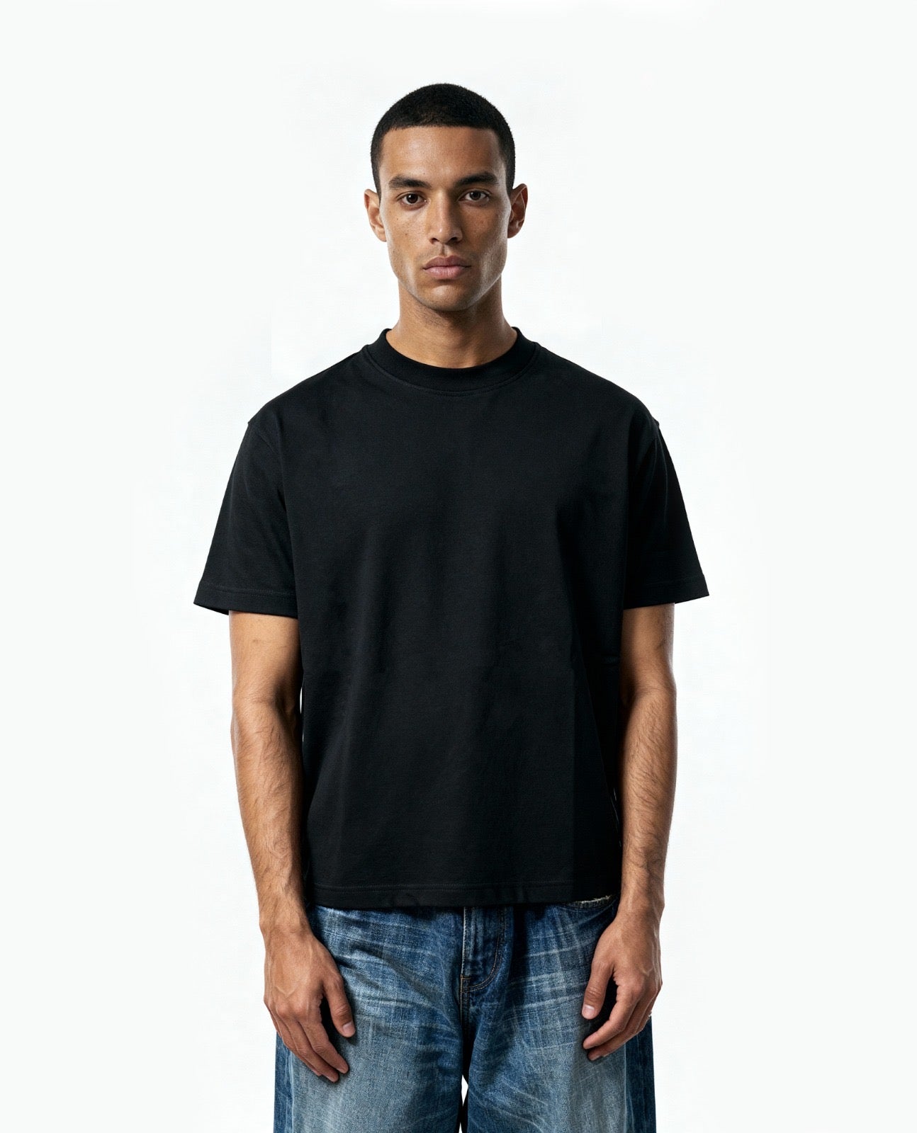 S32 Standard Fit Cropped T-Shirt — 220 GSM Organic Cotton - Black [Pre-Order, Feb 15]