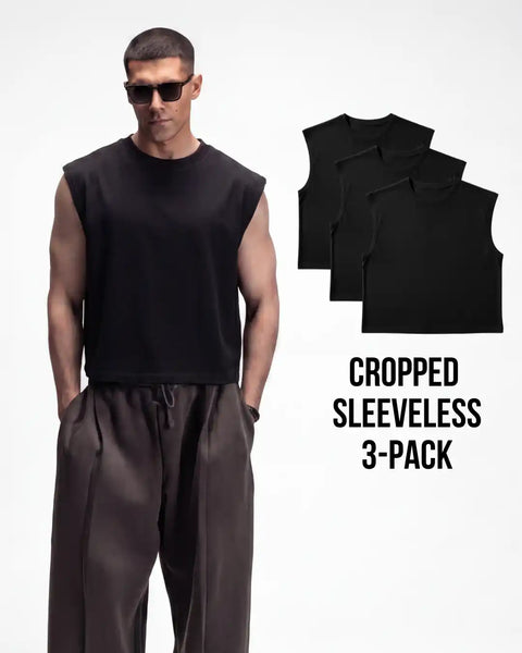S22 Cropped Sleeveless Shirt 3-pack, Black