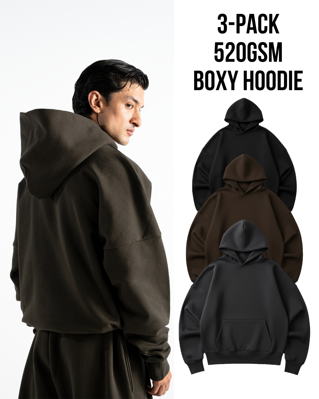 Y27 Ultra Heavy Boxy Hoodies, Industrial, 3-Pack