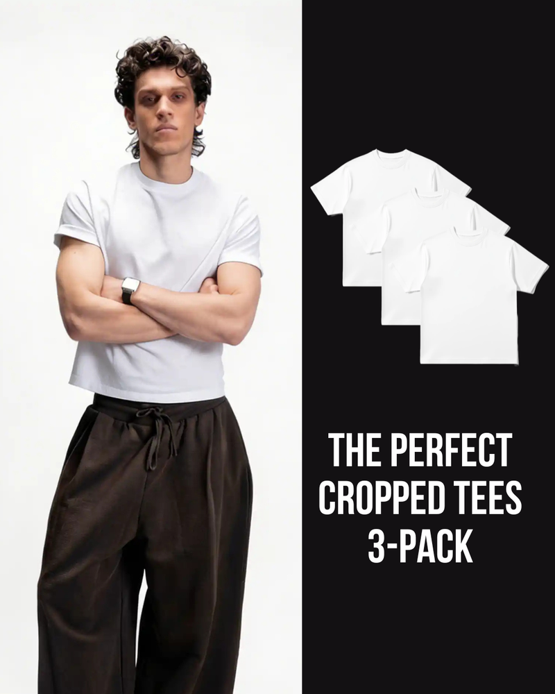 3-Pack Standard Fit Organic Cropped Tees, White