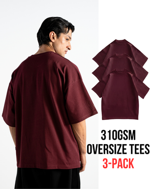 T32 Organic Heavy T-Shirt, Maroon 3-PACK - 310GSM