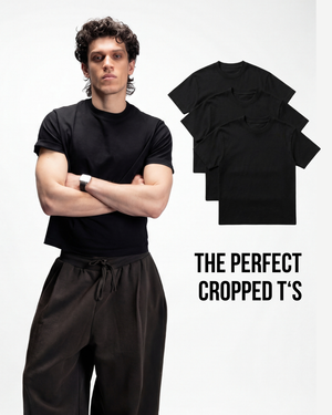 S32 Organic Standard Fit Cropped Tees, Black 3-Pack