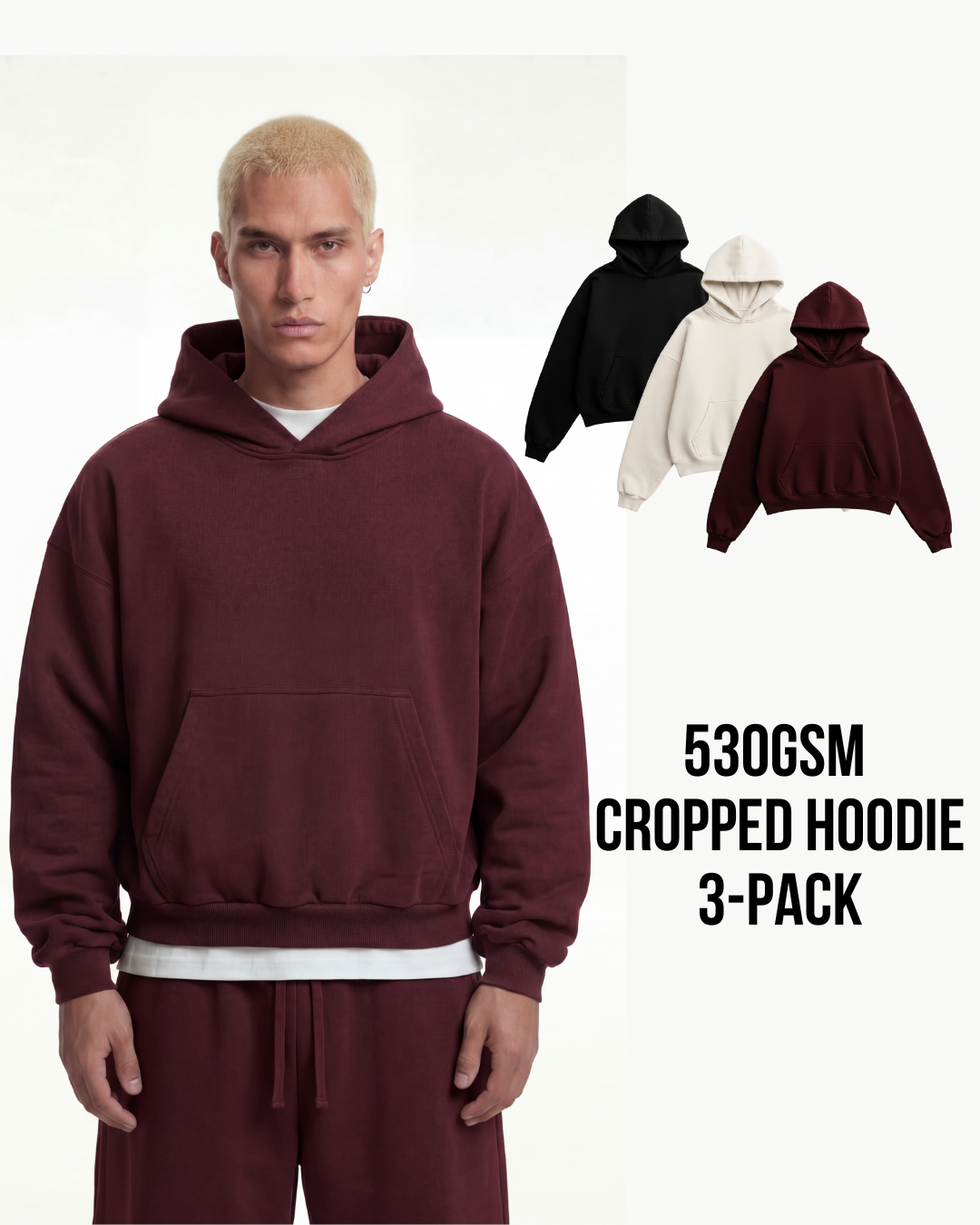 Spring Athletic Hoodie+Baggy Shorts Pack, 530GSM, 100% organic cotton, Ember [Pre-order]