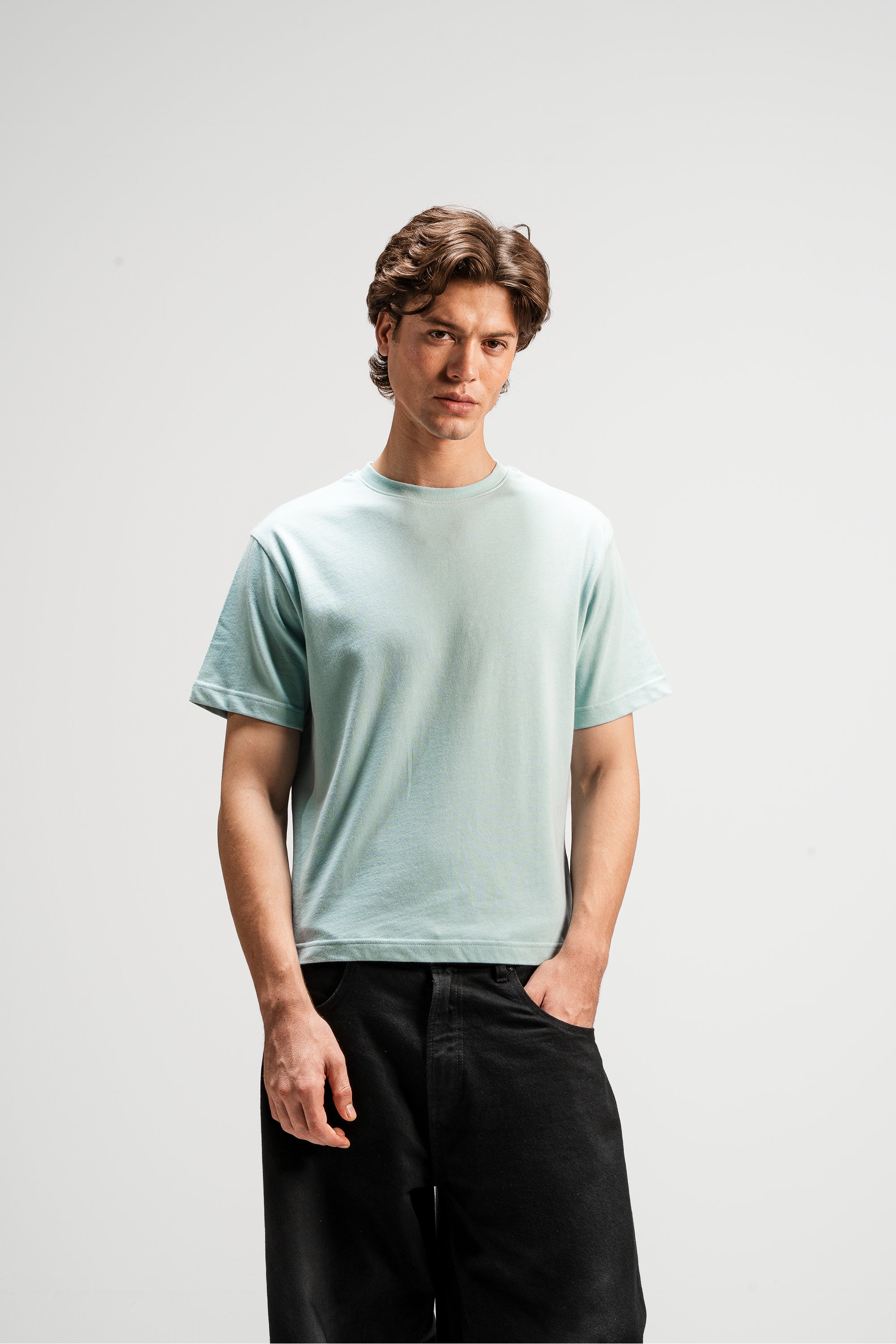 Standard Cropped Tee, 220 GSM Organic Cotton - Mineral Sage [pre-order]