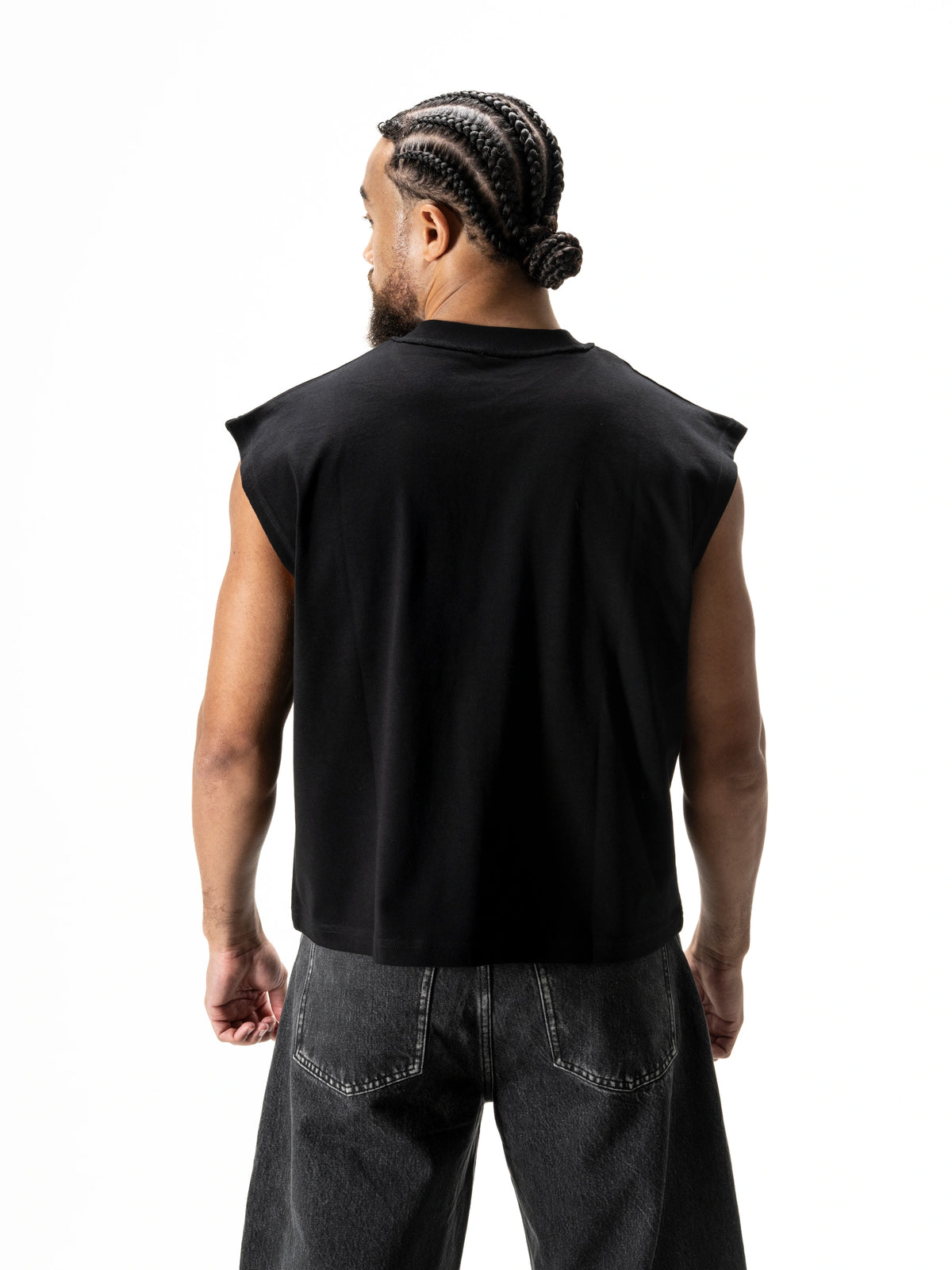 S22 Cropped Sleeveless Shirt Unisex — 220 GSM Organic Cotton - Black