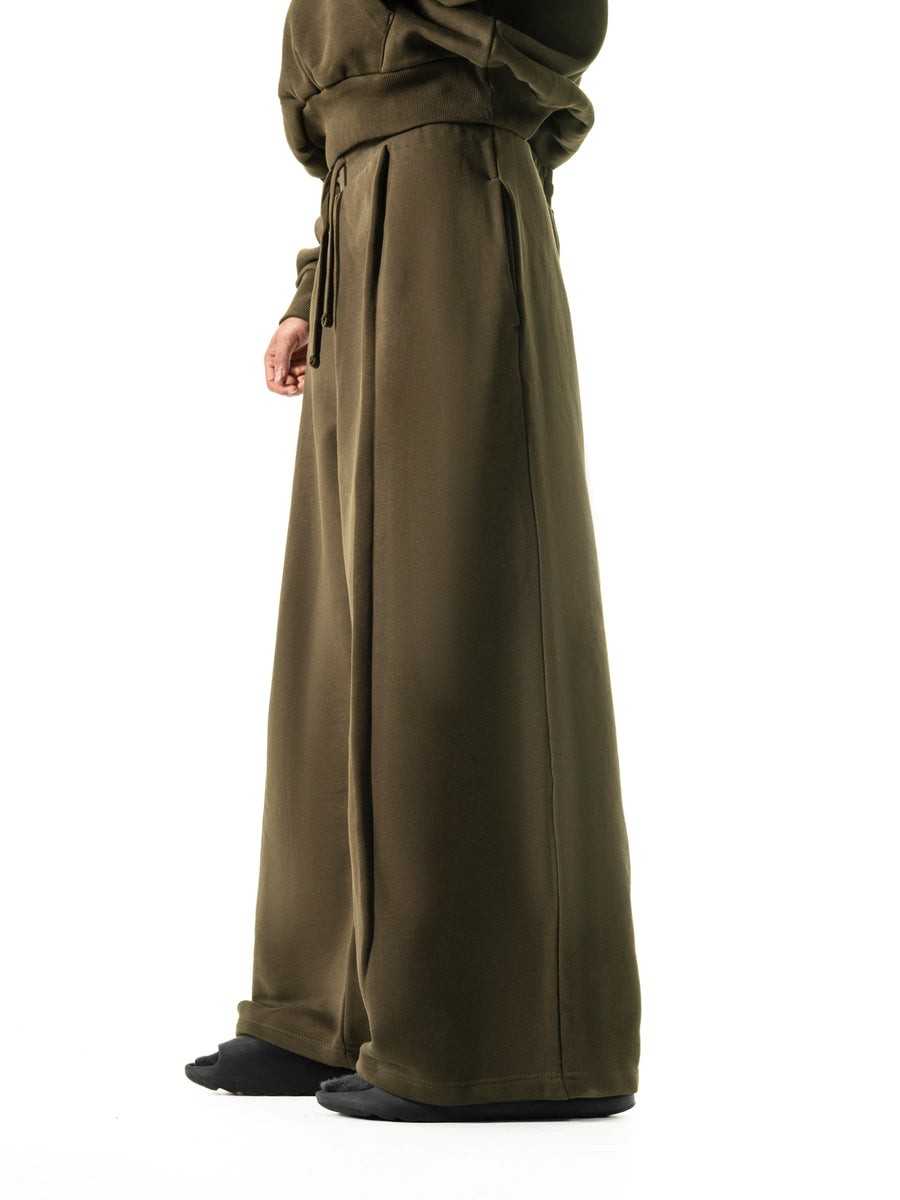 Y33 Pleated Baggy Organic Sweatpants - Burnt Olive
