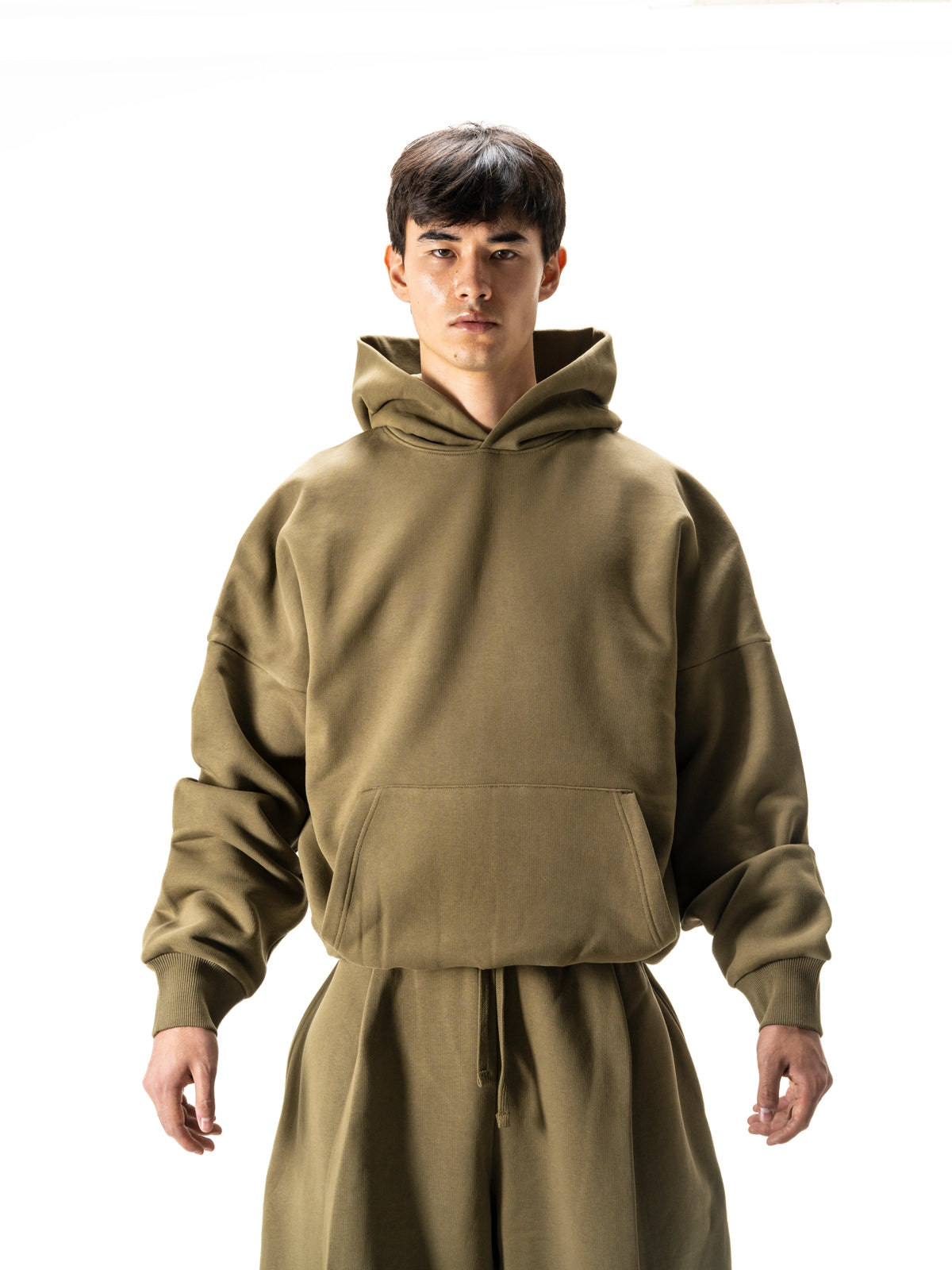 Y27 Premium Heavy Boxy Organic Hoodie — Burnt Olive [520 GSM]