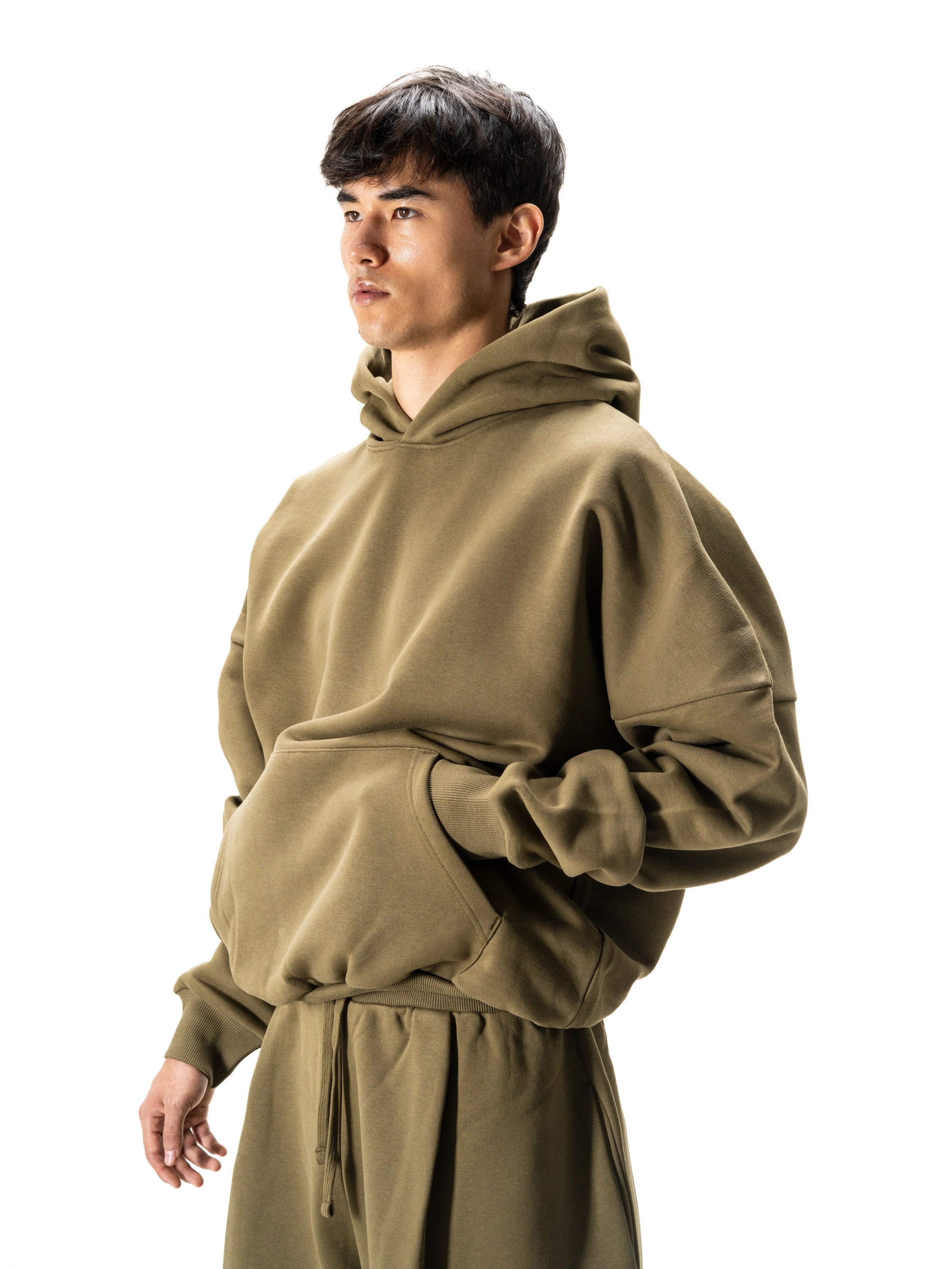 Y27 Premium Heavy Boxy Organic Hoodie — Burnt Olive [520 GSM]