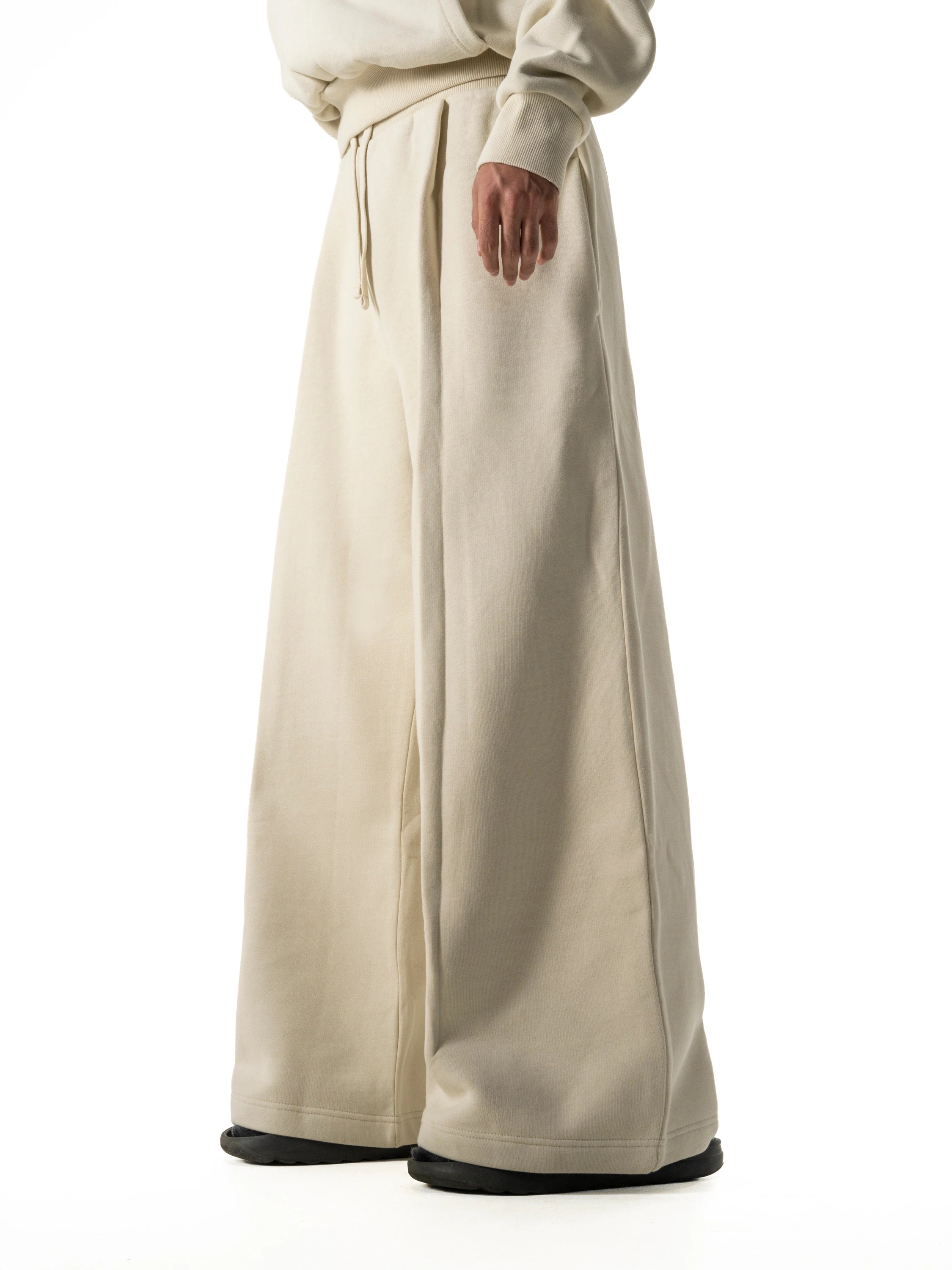 Y33 Pleated Baggy Organic Sweatpants - Bone