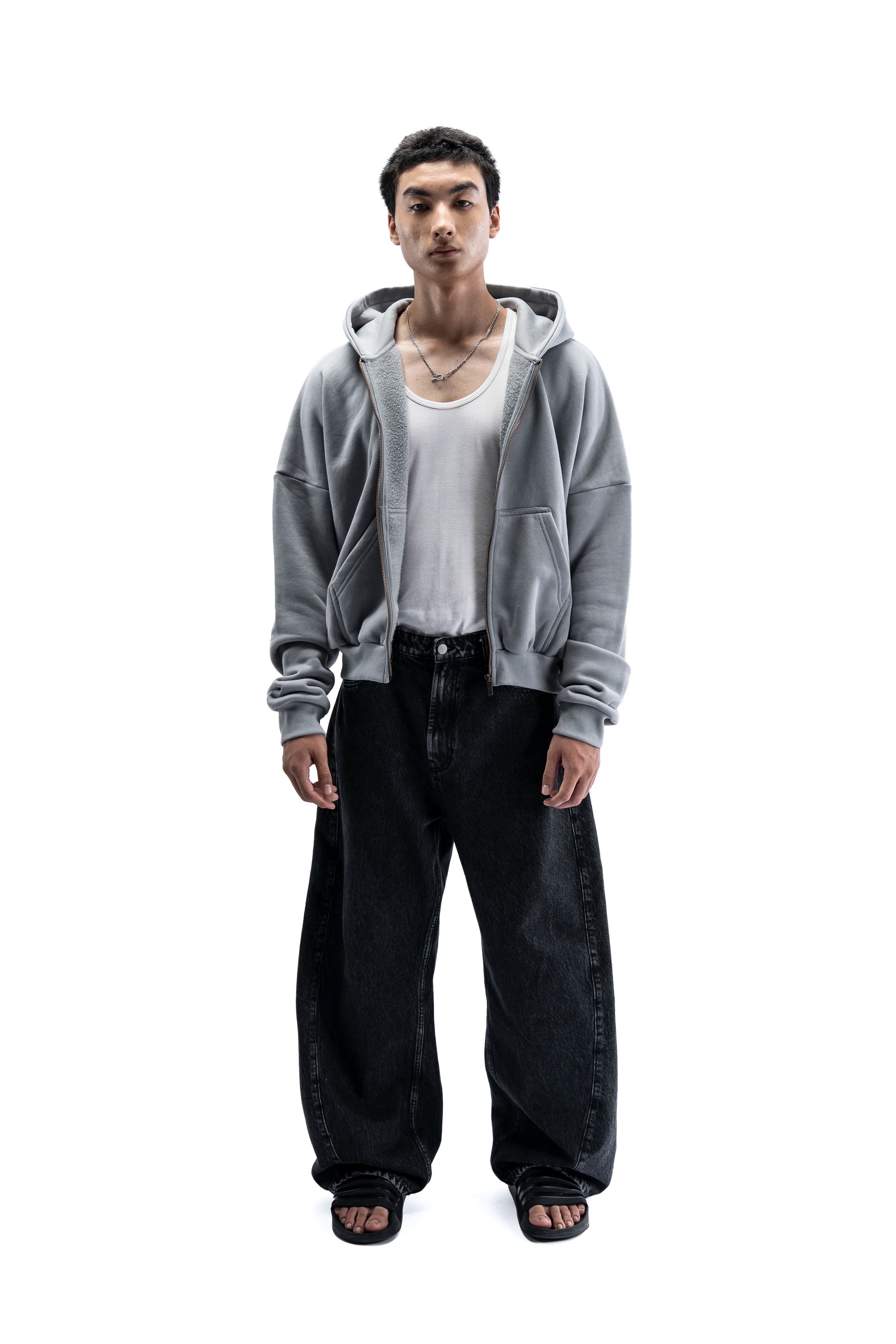 Heavy Pima Fleece Cropped Zip - Underworld (PREORDER)
