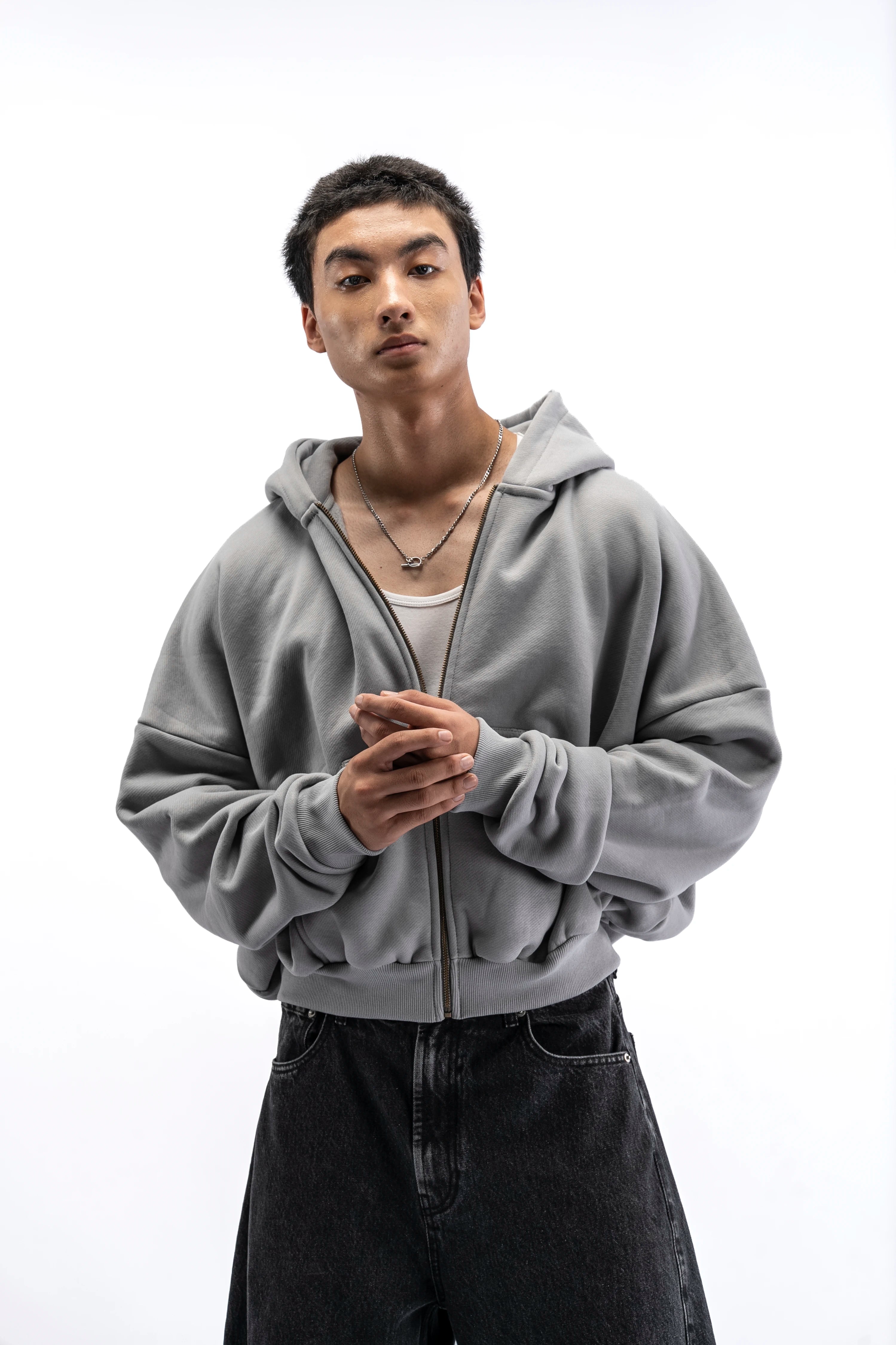 Heavy Pima Fleece Cropped Zip - Underworld (PREORDER)