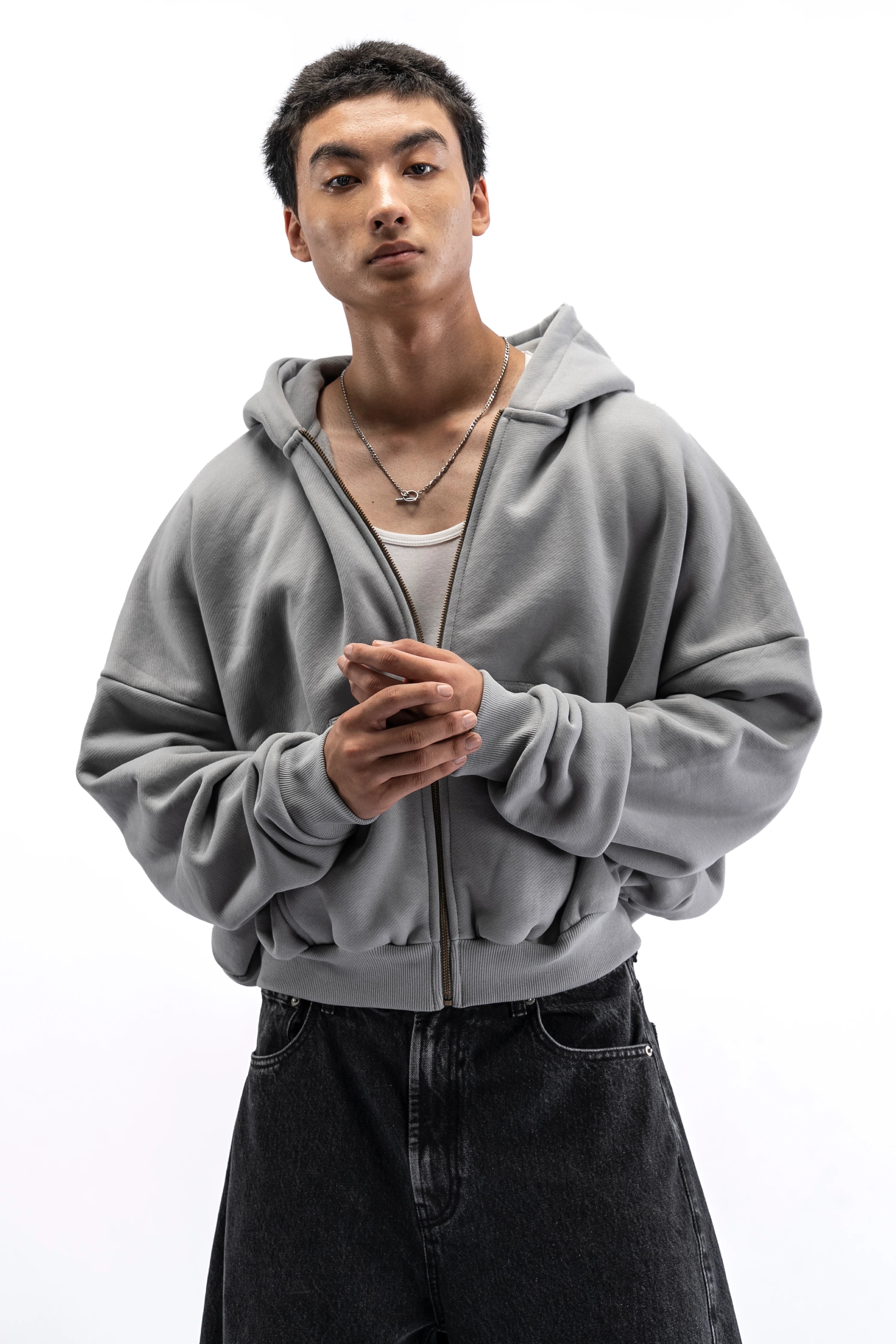 Heavy Pima Fleece Cropped Zip - Underworld (PREORDER)