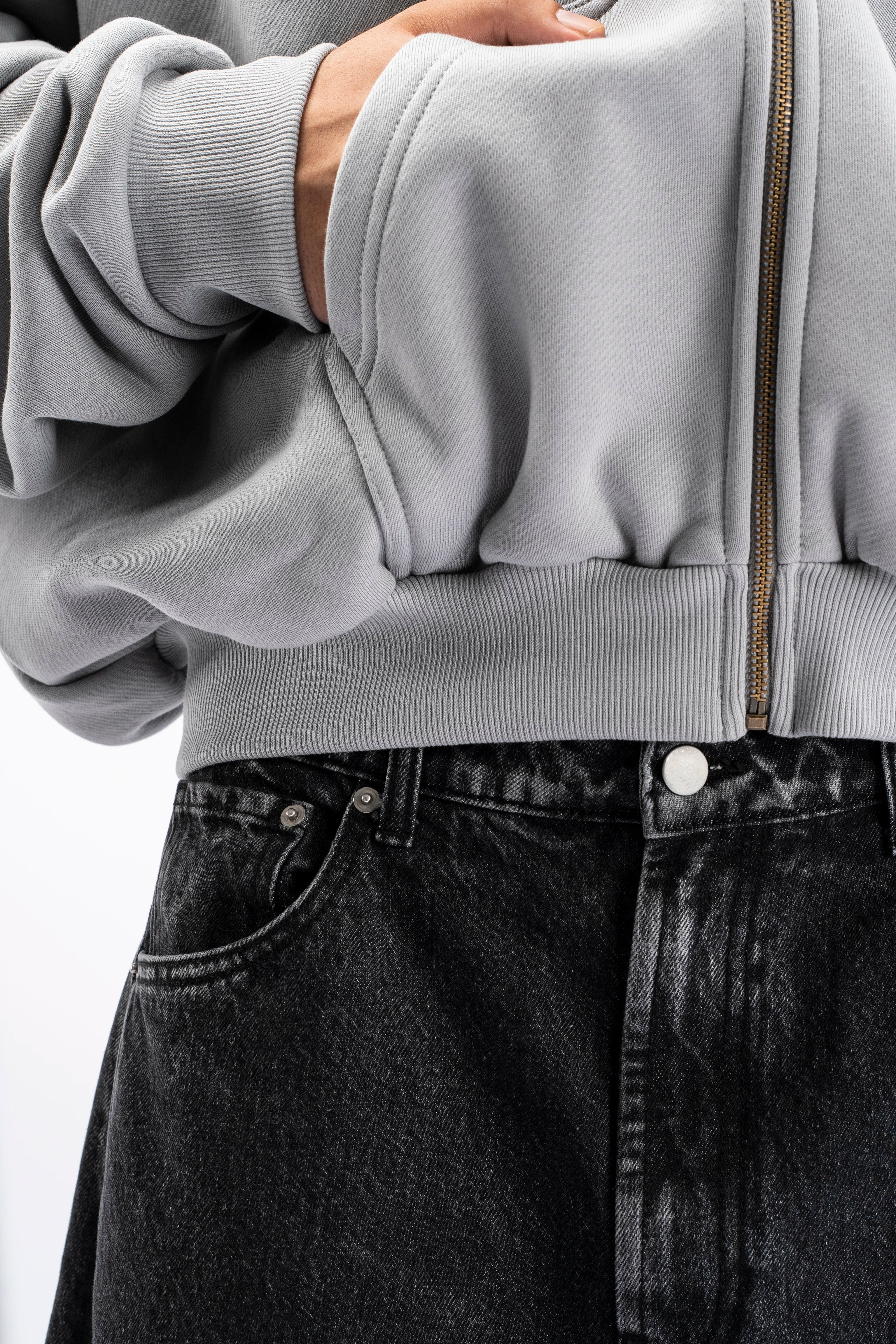 Heavy Pima Fleece Cropped Zip - Underworld (PREORDER)