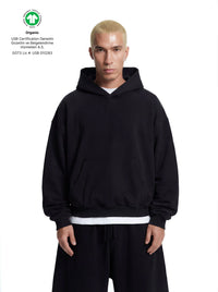 Z25 Cropped Hoodie, Midnight Black — 530GSM Organic Brushed Jersey Fleece-back