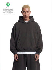 Cropped Hoodie, 530GSM, Organic Cotton - Volcanic Ash