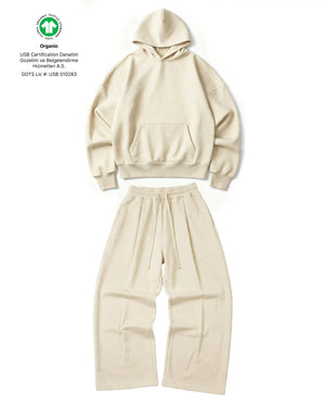 Ultra Heavy 520GSM Organic Hoodie+Baggy Pleat Sweats Artic Wolf