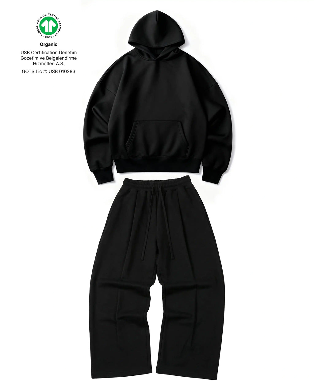 Ultra Heavy 520GSM Organic Hoodie+Baggy Pleat Sweats Midnight Black [P Ultra Heavy 520GSM Organic Hoodie+Baggy Pleat Sweats Midnight Black [P
