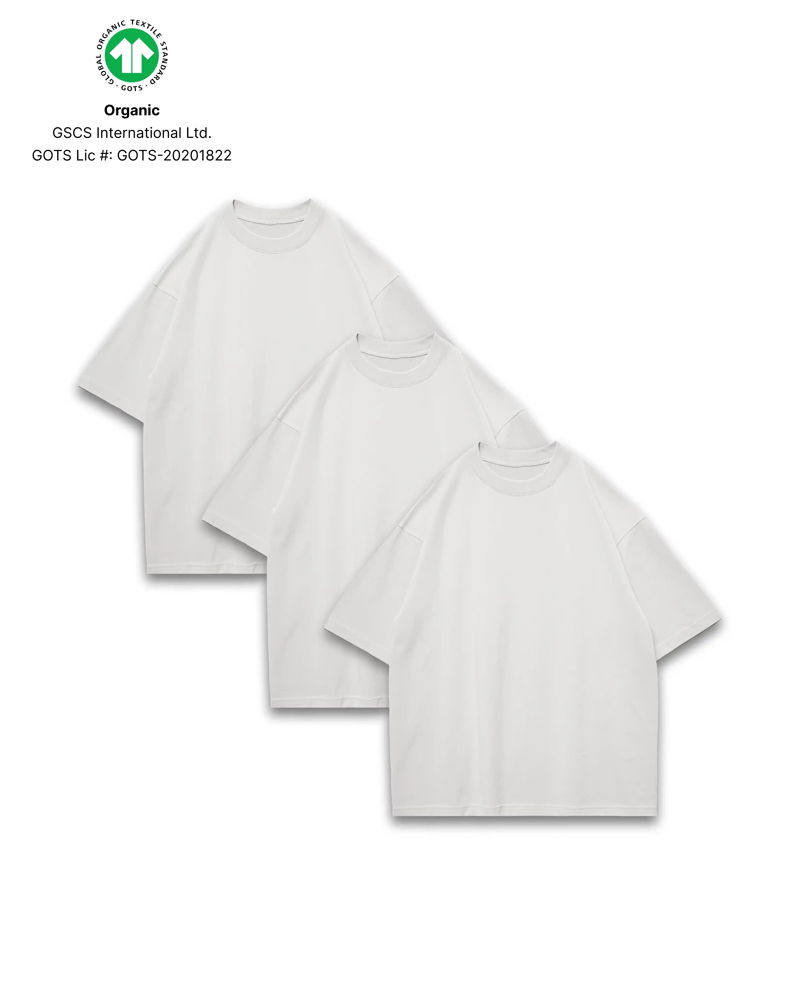 T32 Organic Heavy T-Shirt, White 3-PACK, 300GSM [IN STOCK]
