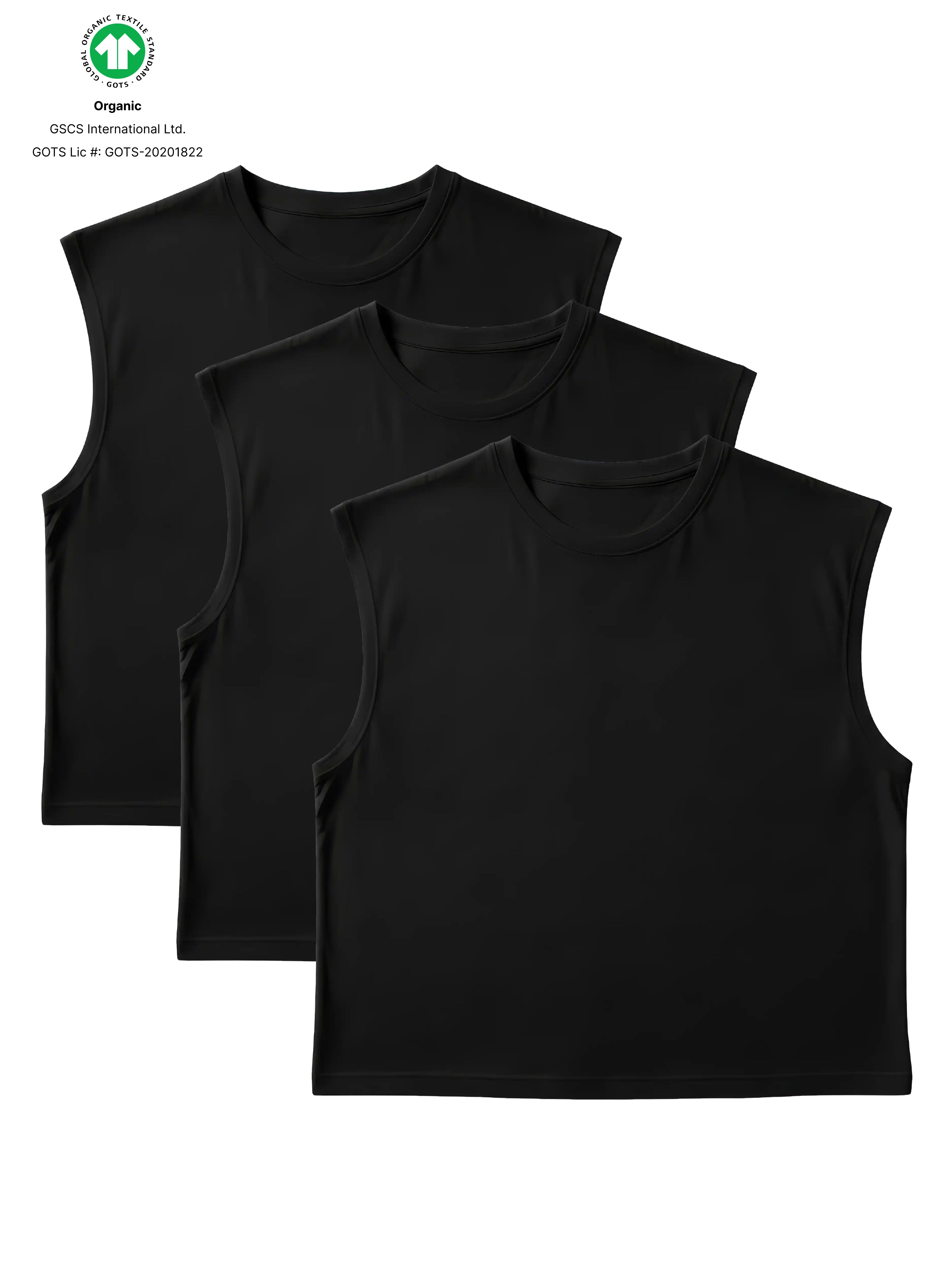 S22 Cropped Sleeveless Shirt 3-pack, Black