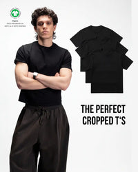 S32 Organic Standard Fit Cropped Tees, Black 3-Pack [PRE-ORDER]