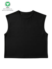 S22 Cropped Sleeveless Shirt Unisex — 220 GSM Organic Cotton - Black