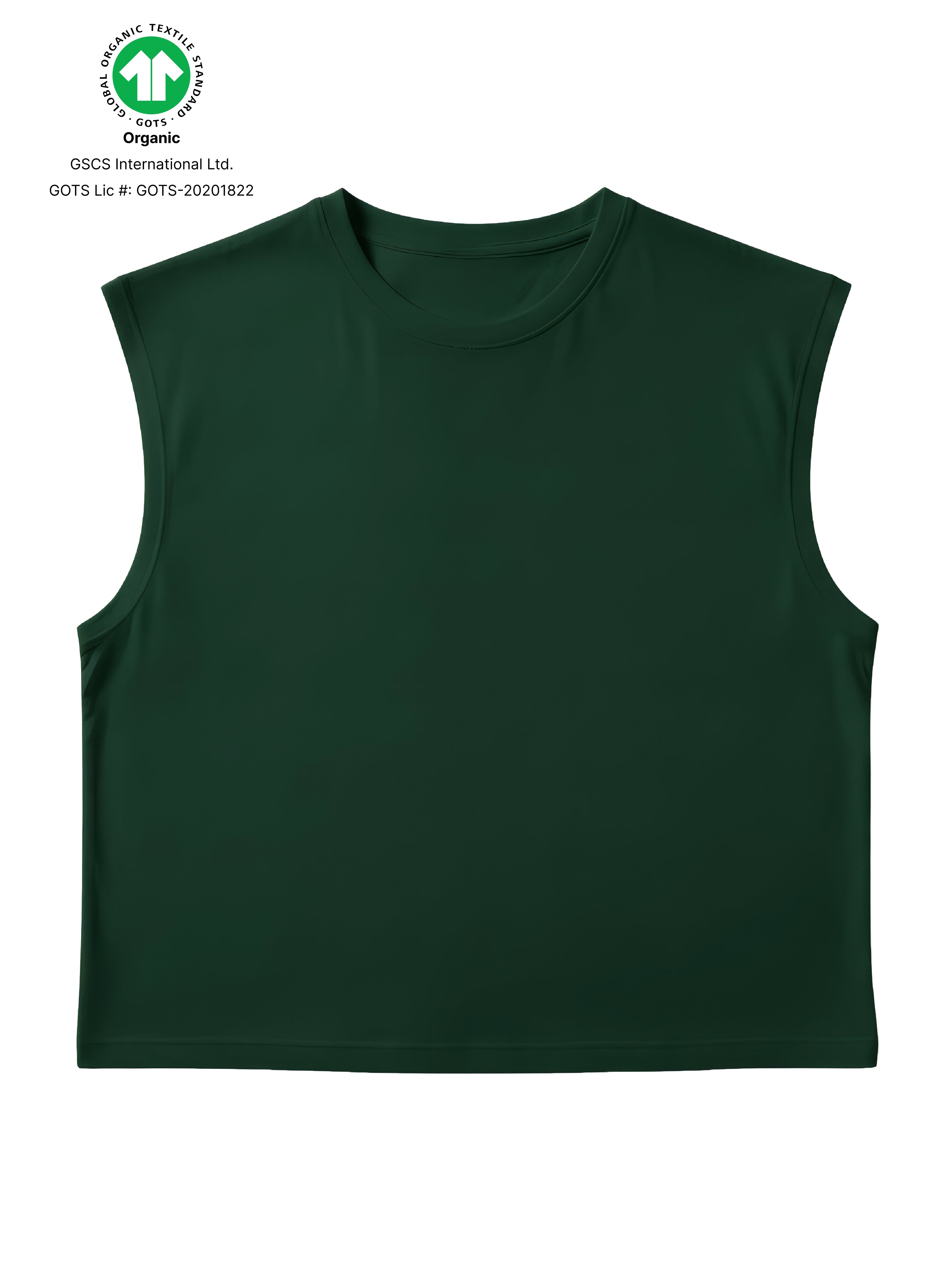 S22 Cropped Sleeveless Shirt Unisex — 220 GSM Organic Cotton - Pine green