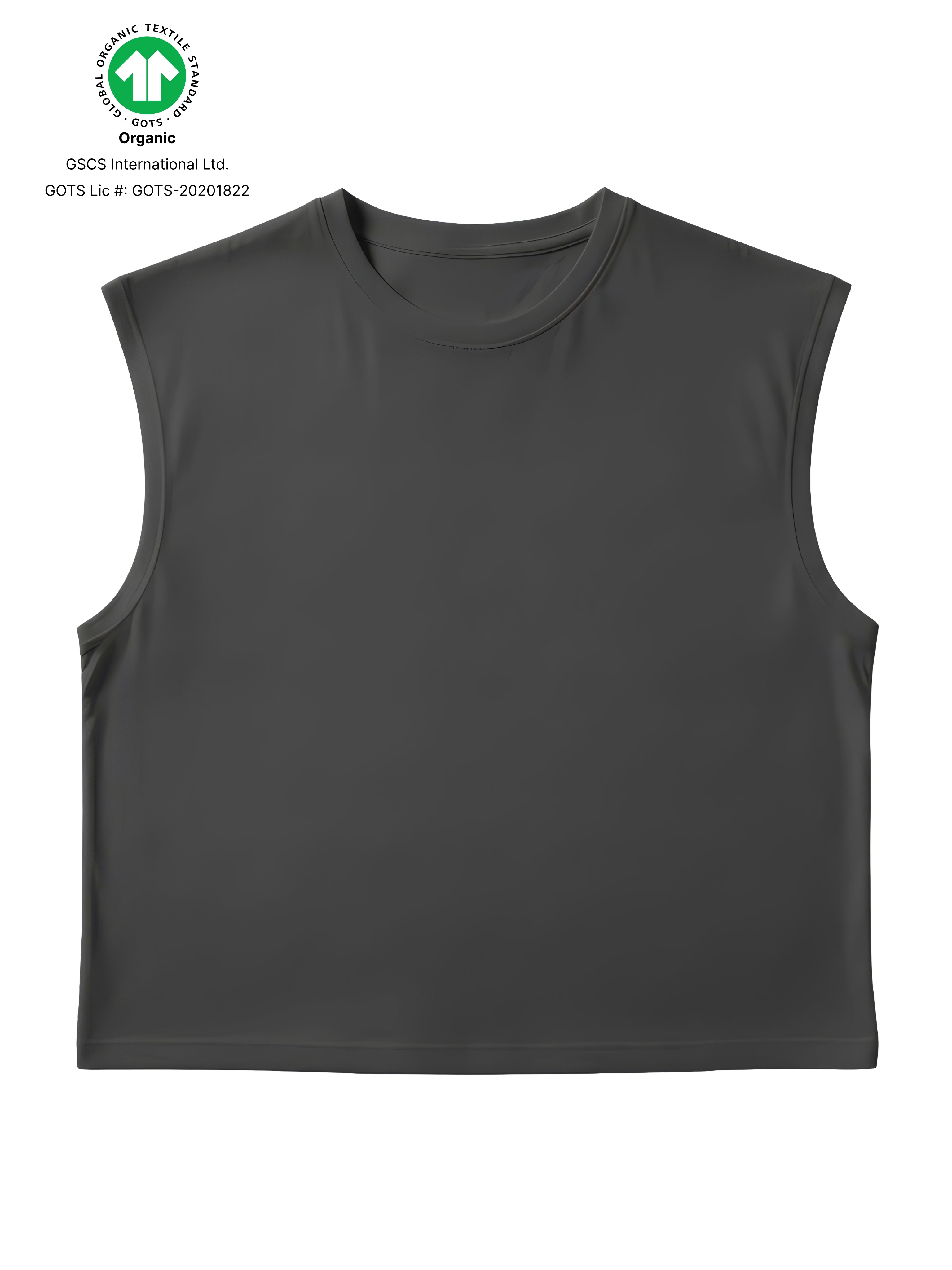 S22 Cropped Sleeveless Shirt Unisex — 220 GSM Organic Cotton -Volcanic Ash