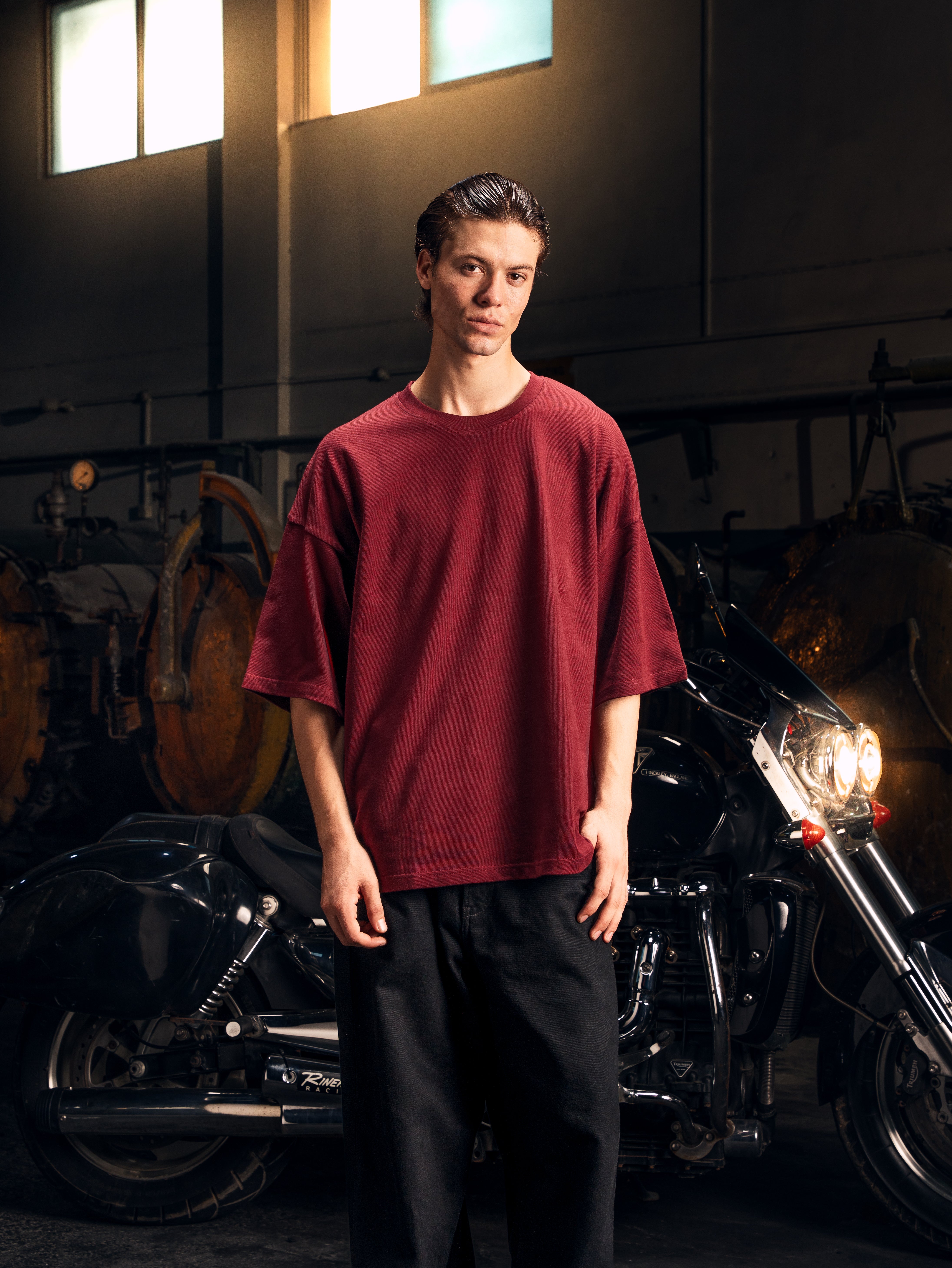 Heavy Oversized Tee, 310GSM Organic Cotton, Maroon