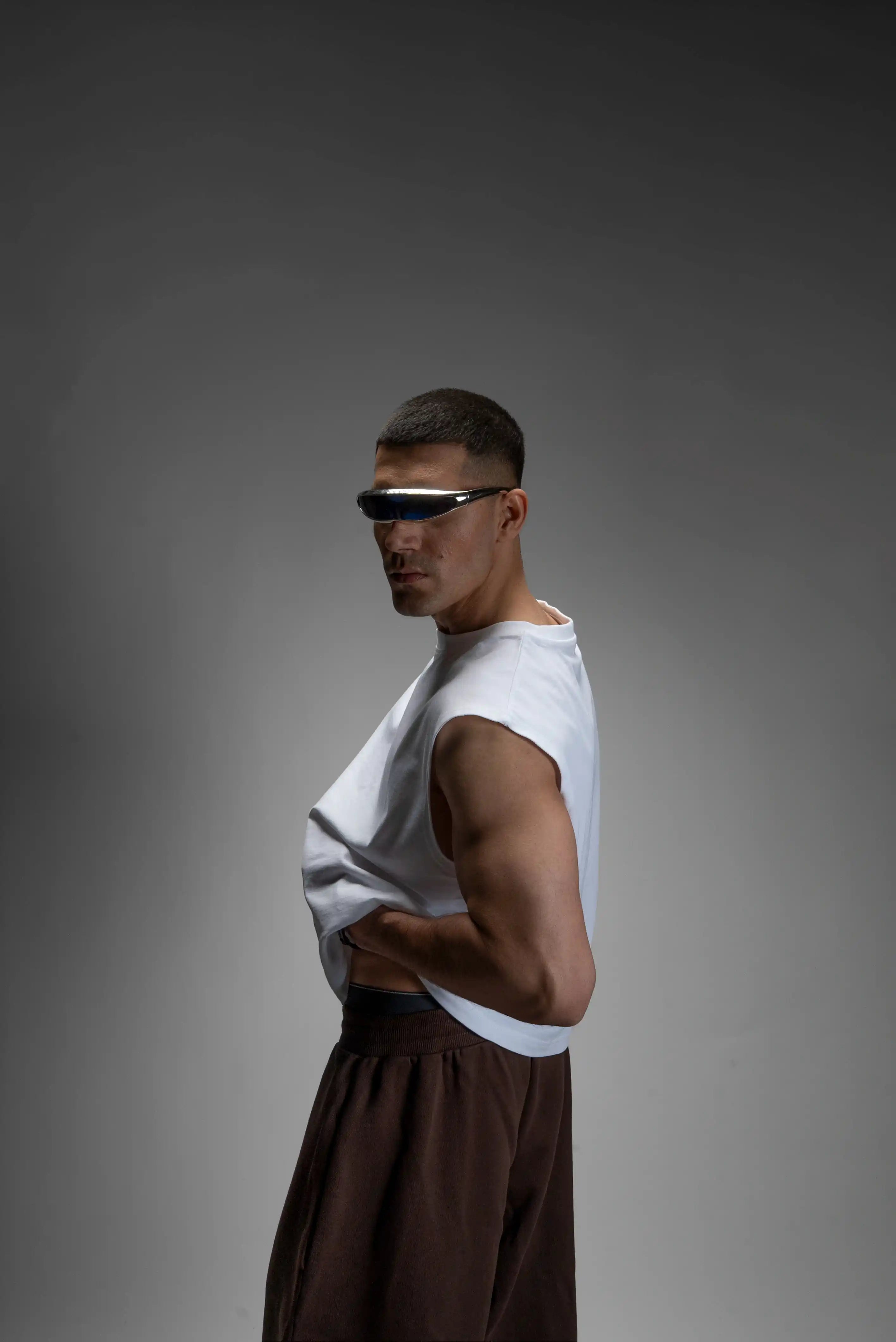 S22 Cropped Sleeveless Shirt Unisex — 220 GSM Organic Cotton - White