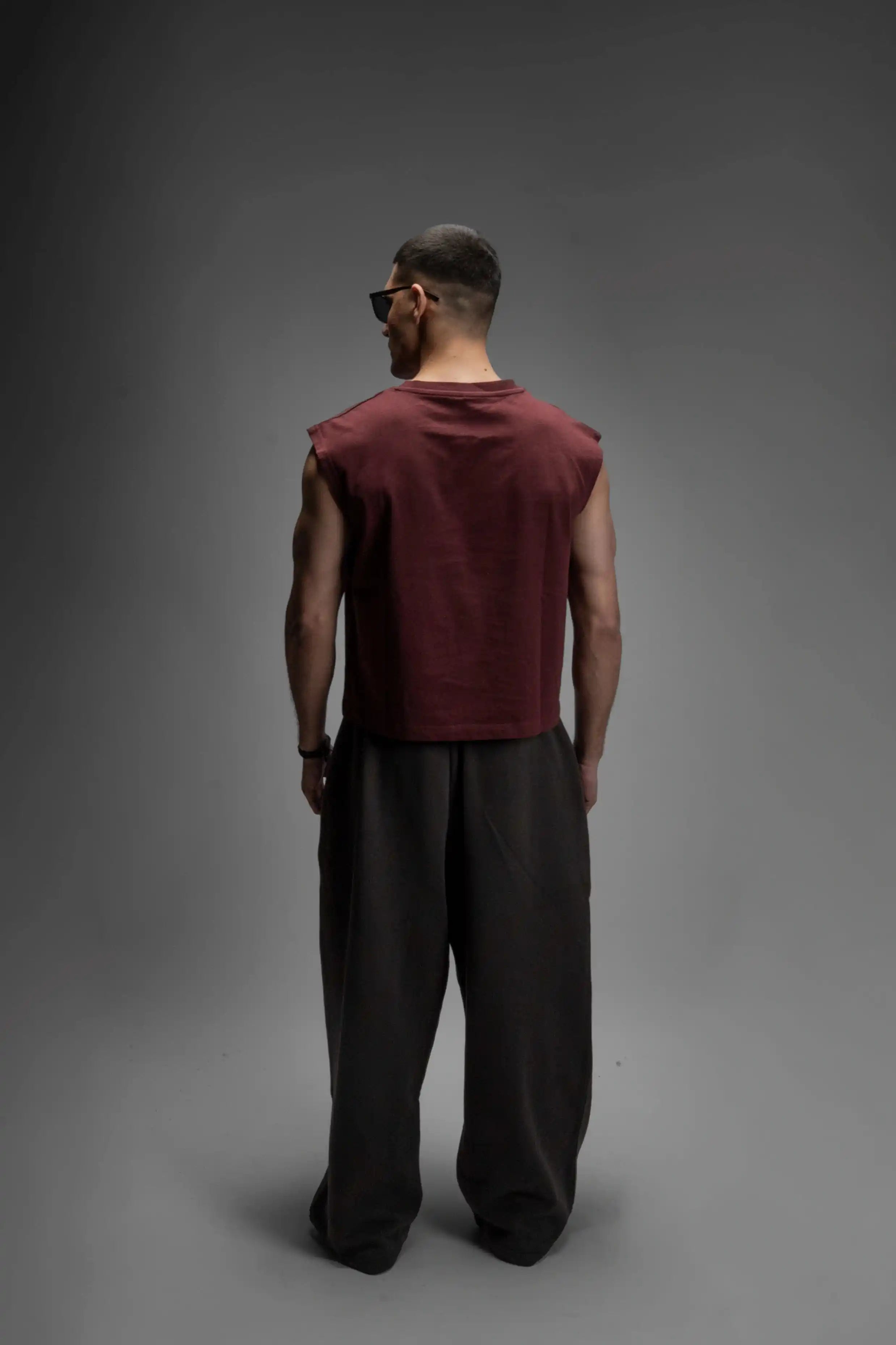 S22 Cropped Sleeveless Shirt Unisex — 220 GSM Organic Cotton - Maroon