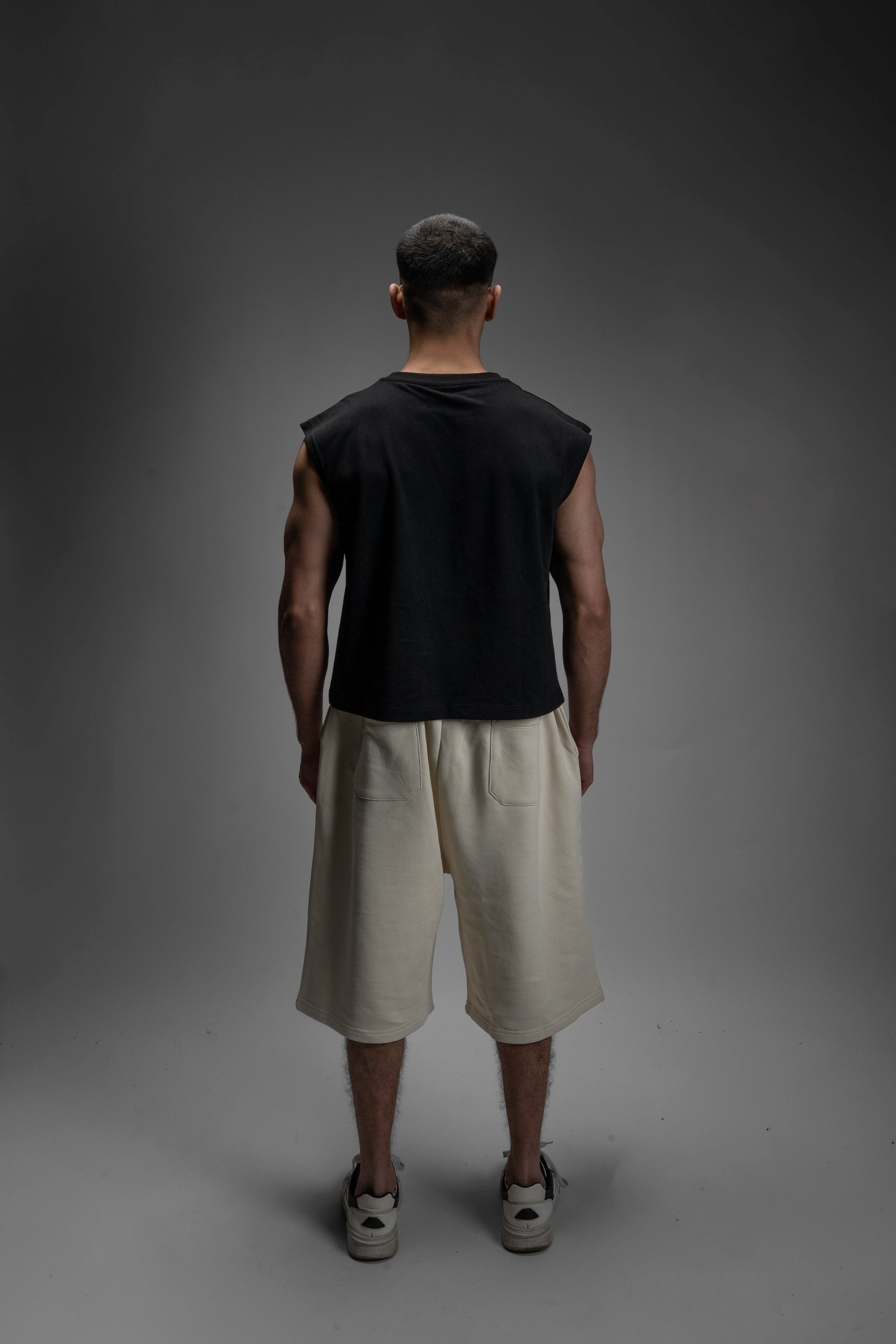 S22 Cropped Sleeveless Shirt Unisex — 220 GSM Organic Cotton - Black [Pre-order]