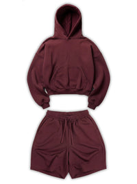 Athletic Z25 Cropped Hoodie & Z24 Baggy Shorts 530GSM Organic Fleece-Back Jersey, Maroon