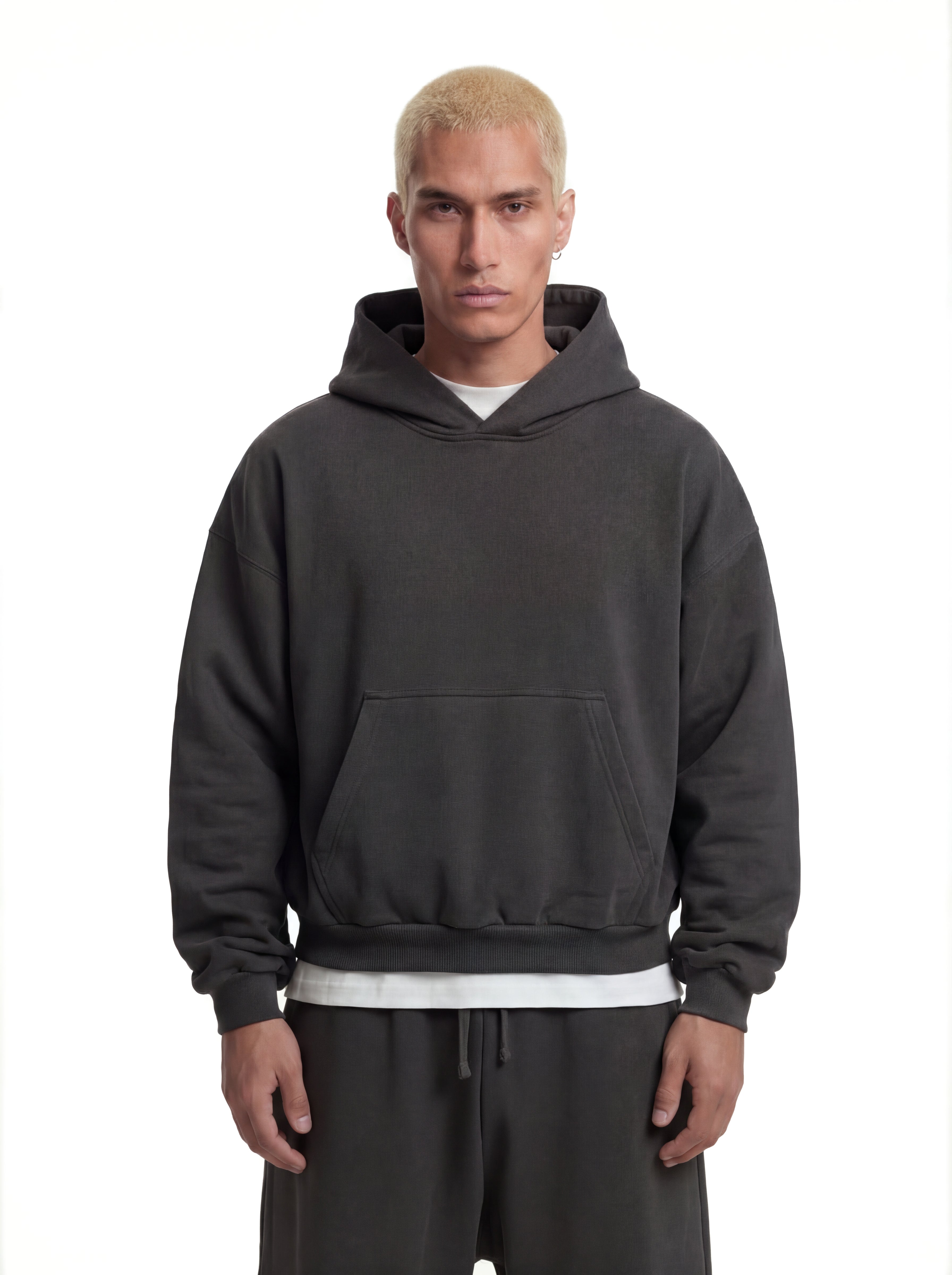 Z25 Athletic Cropped Hoodie, Volcanic Ash — 530GSM Organic Jersey Fleece-back [Pre-order. March 26th]