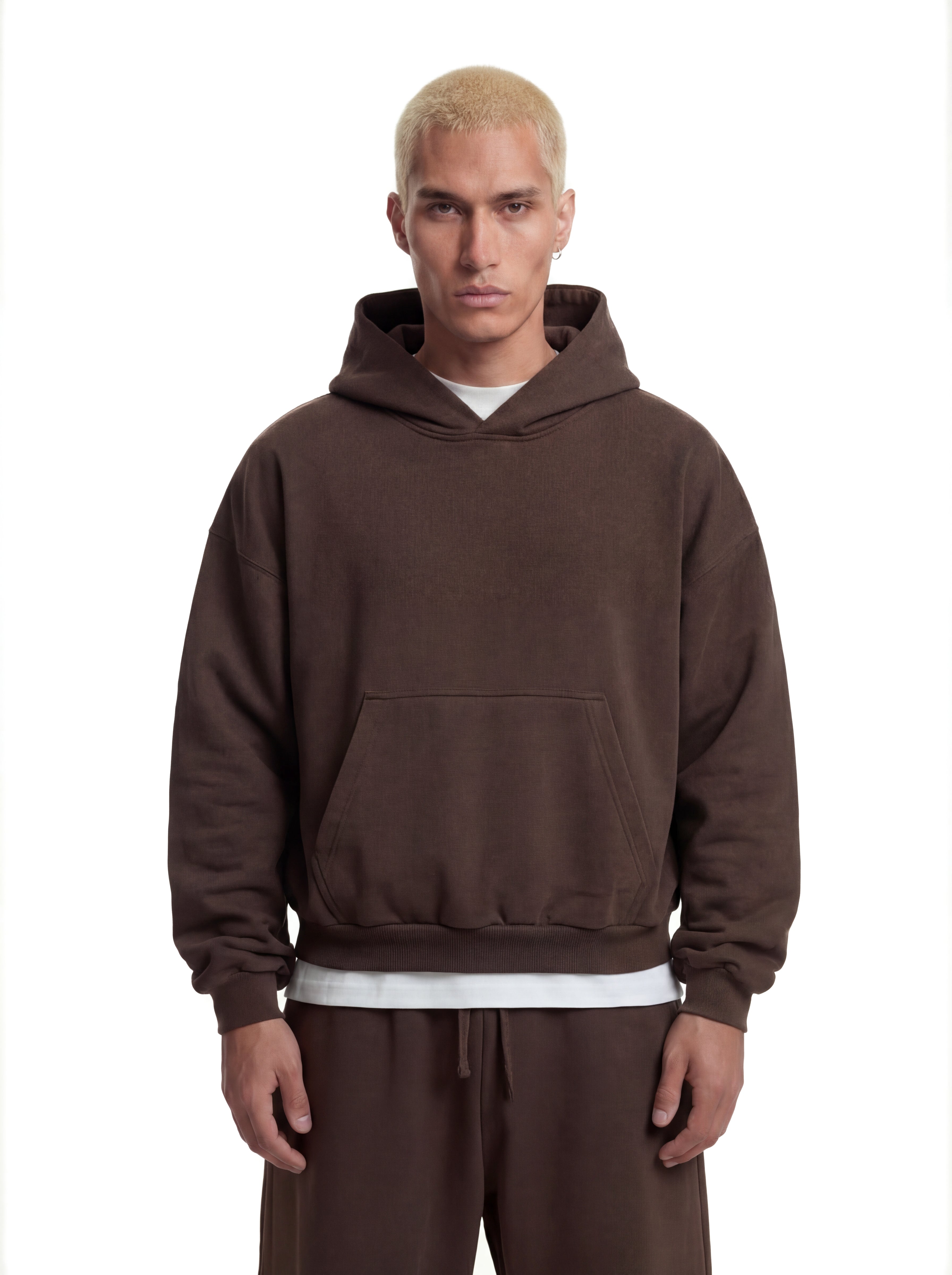 Z25 Athletic Cropped Hoodie, Mocha Brown — 530GSM Organic Jersey Fleece-back [Pre-order. March 26th]