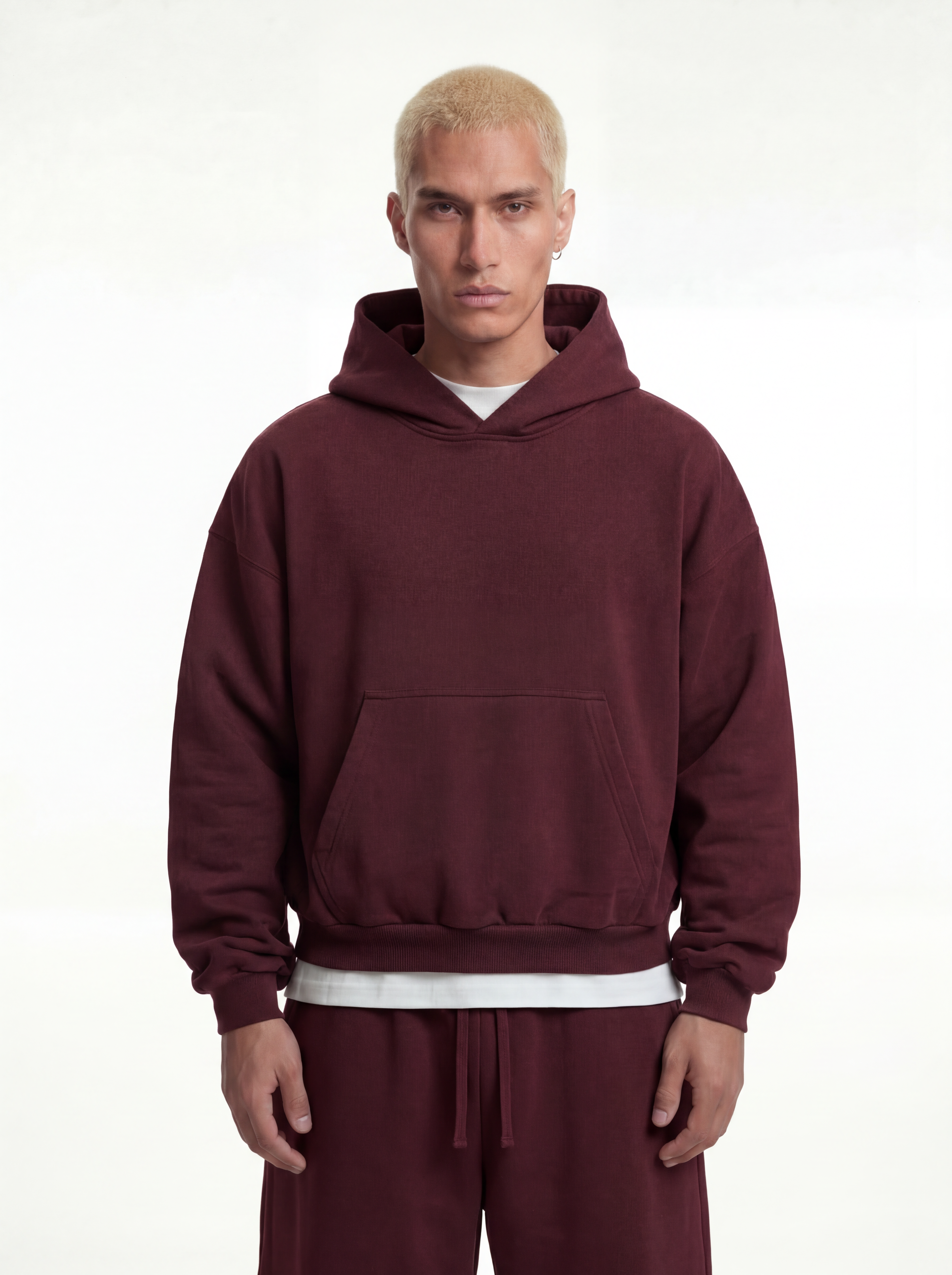 Z25 Athletic Cropped Hoodie, Maroon— 530GSM Organic Jersey Fleece-back [Pre-order. March 26th]