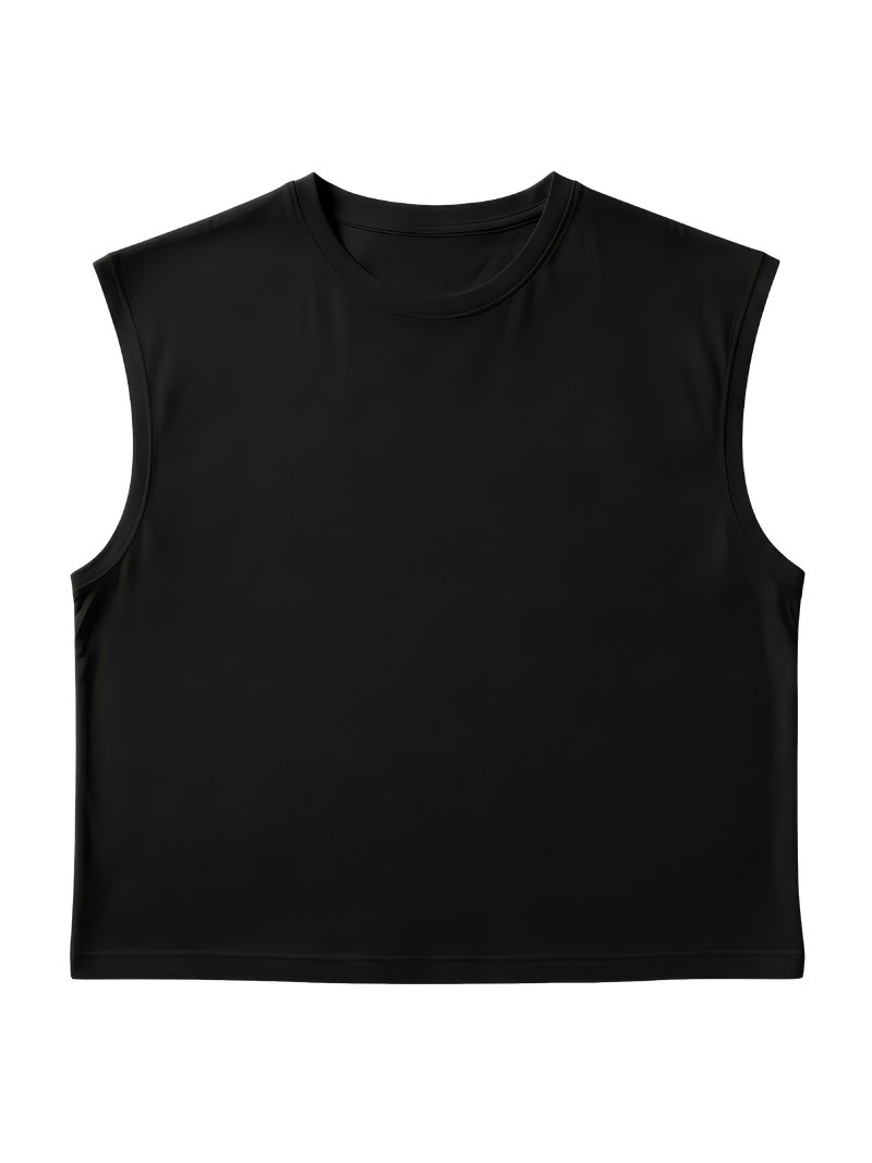 S22 Cropped Sleeveless Shirt Unisex — 220 GSM Organic Cotton - Black