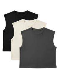 S22 Cropped Sleeveless Shirt 3-pack, Earth Core