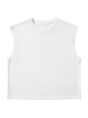 S22 Cropped Sleeveless Shirt Unisex — 220 GSM Organic Cotton - White