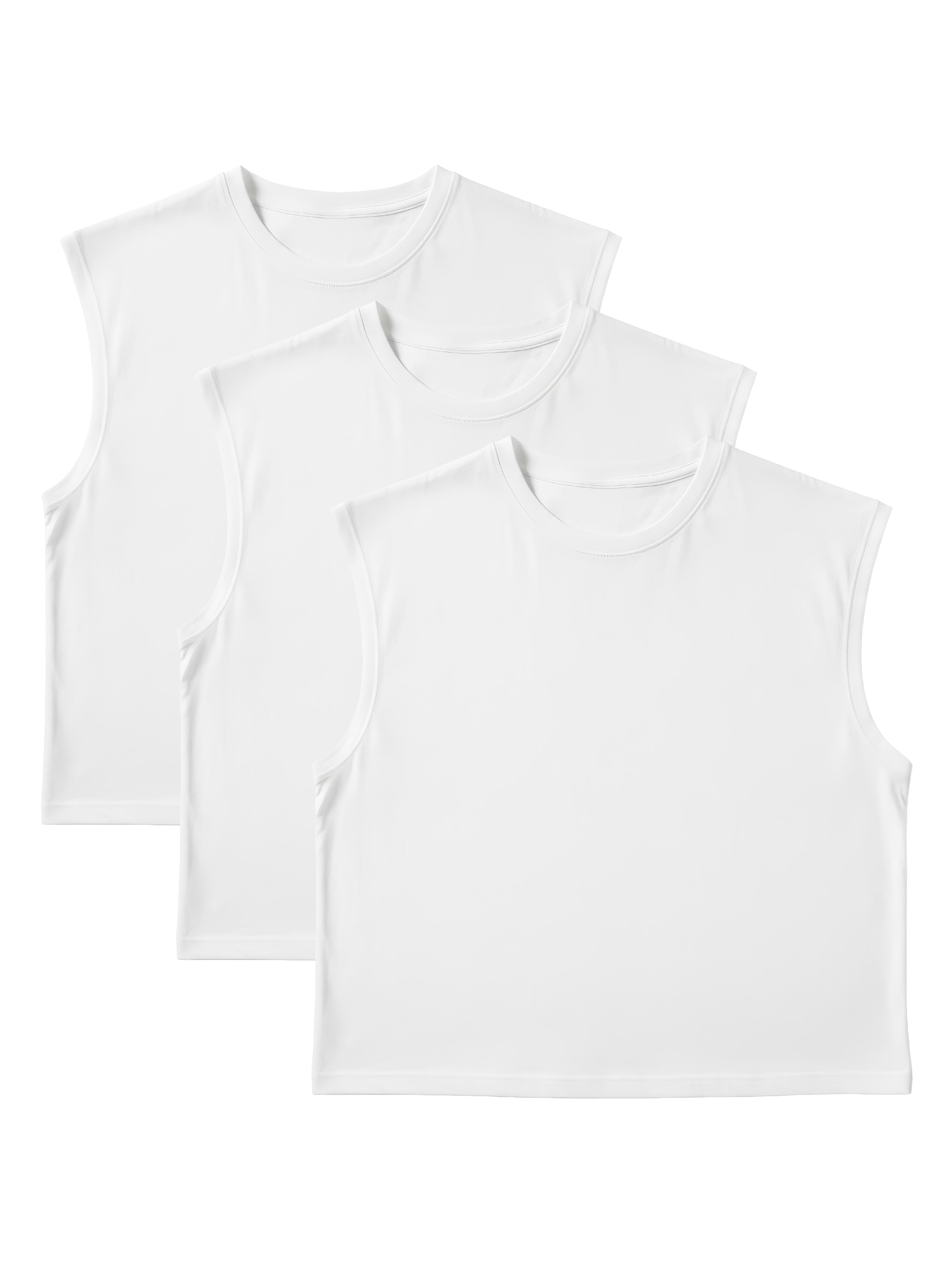 S22 Cropped Sleeveless Shirt 3-pack, White