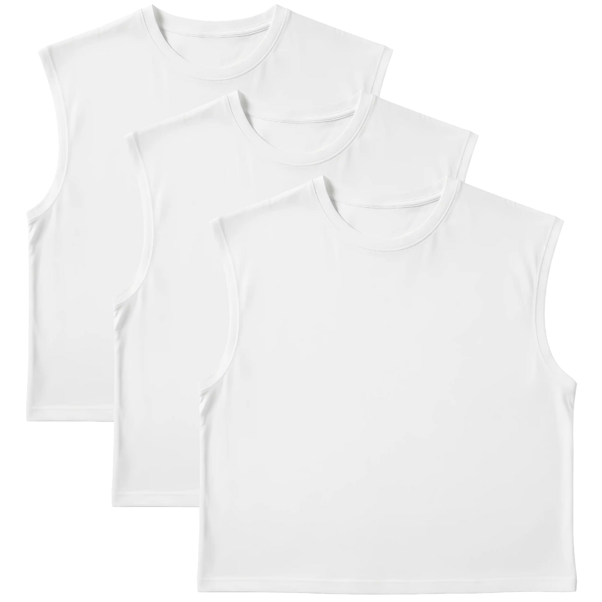 S22 Cropped Sleeveless Shirt 3-pack, White