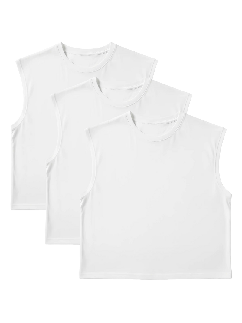 S22 Cropped Sleeveless Shirt 3-pack, White