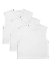 S22 Cropped Sleeveless Shirt 3-pack, White